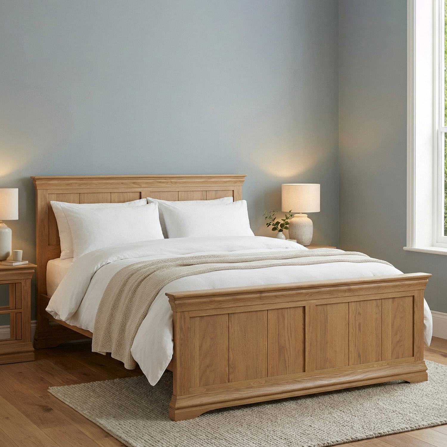 Burford Rustic Solid Oak Double Bed