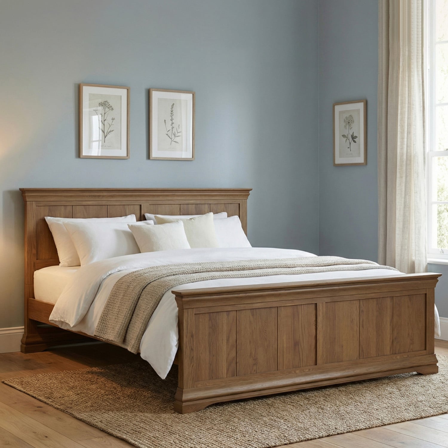 Burford Rustic Solid Oak King Size Bed