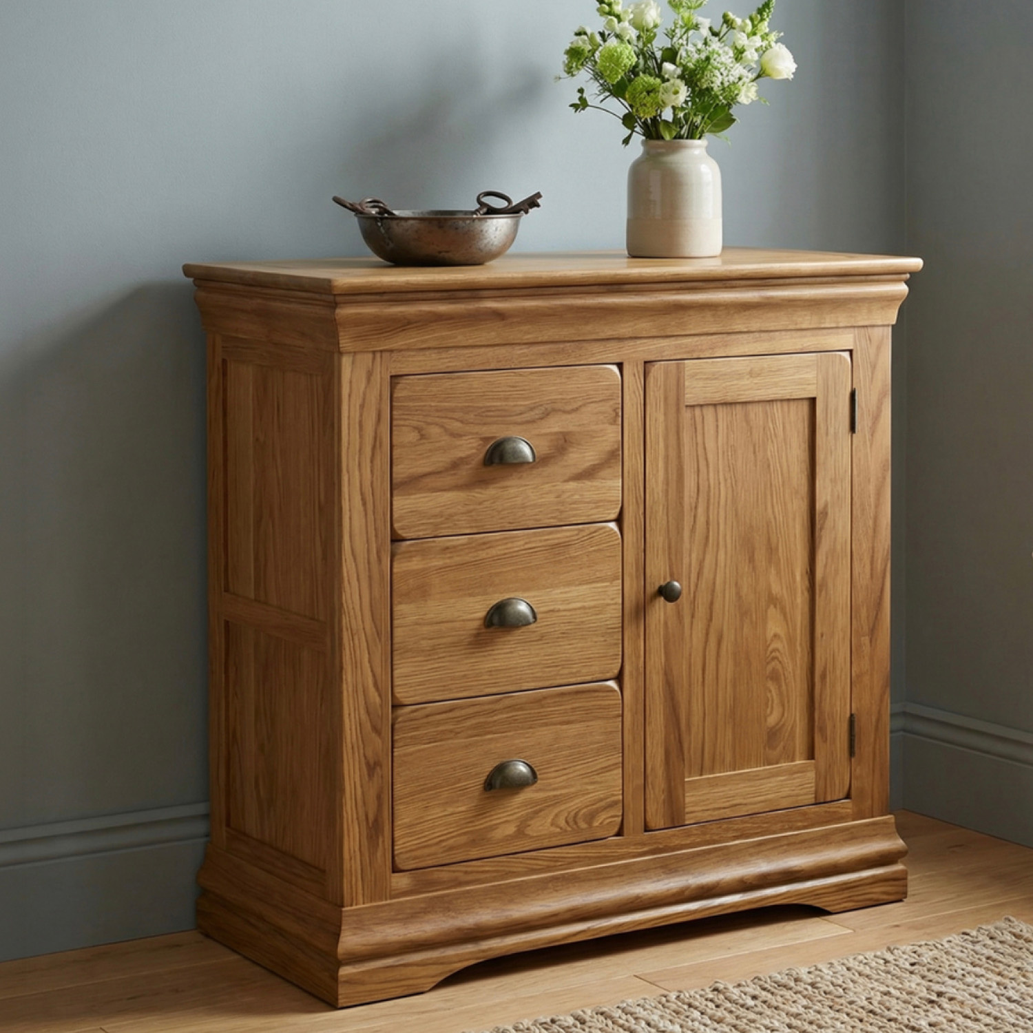 Burford Rustic Solid Oak Hallway Sideboard