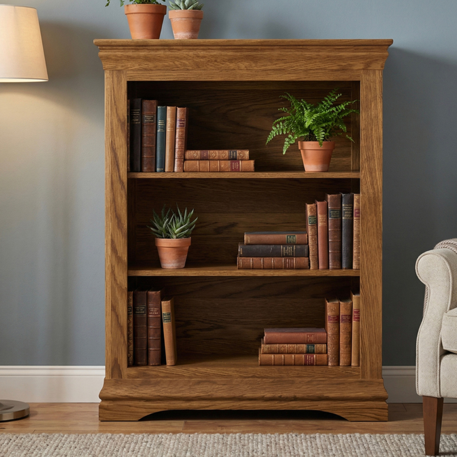 Burford Rustic Solid Oak Small Bookcase