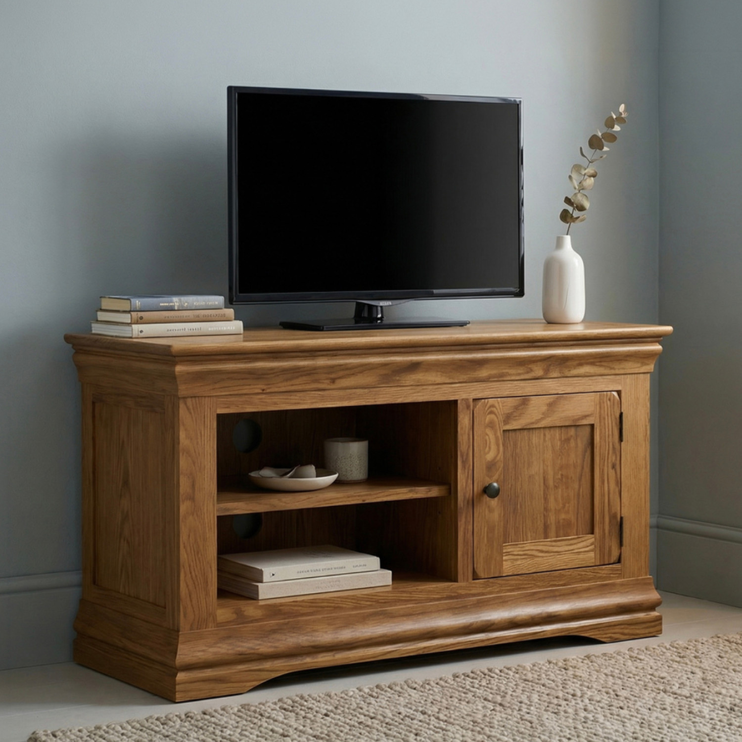 Burford Rustic Solid Oak Small Tv Unit