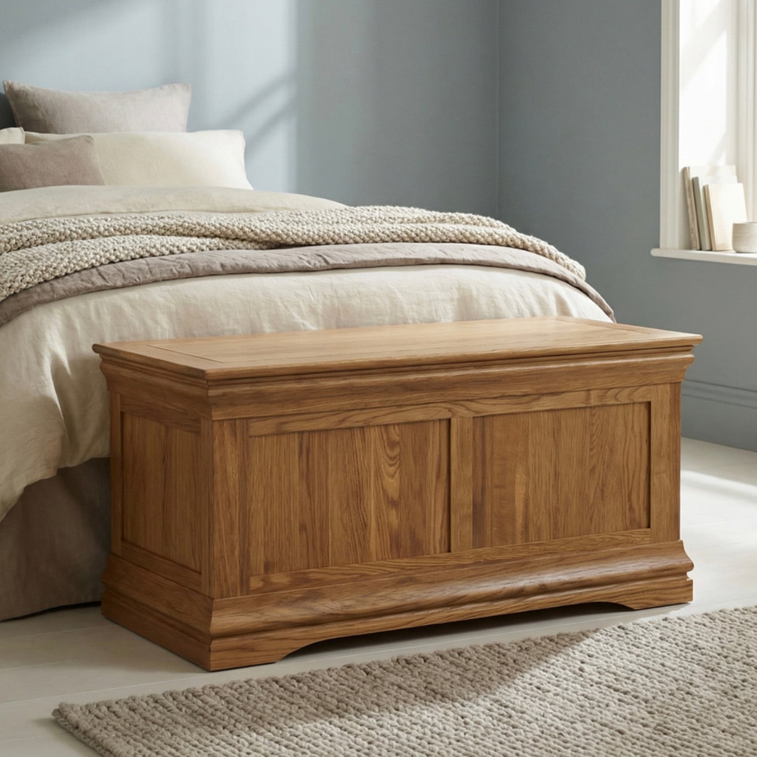 Burford Rustic Solid Oak Blanket Box