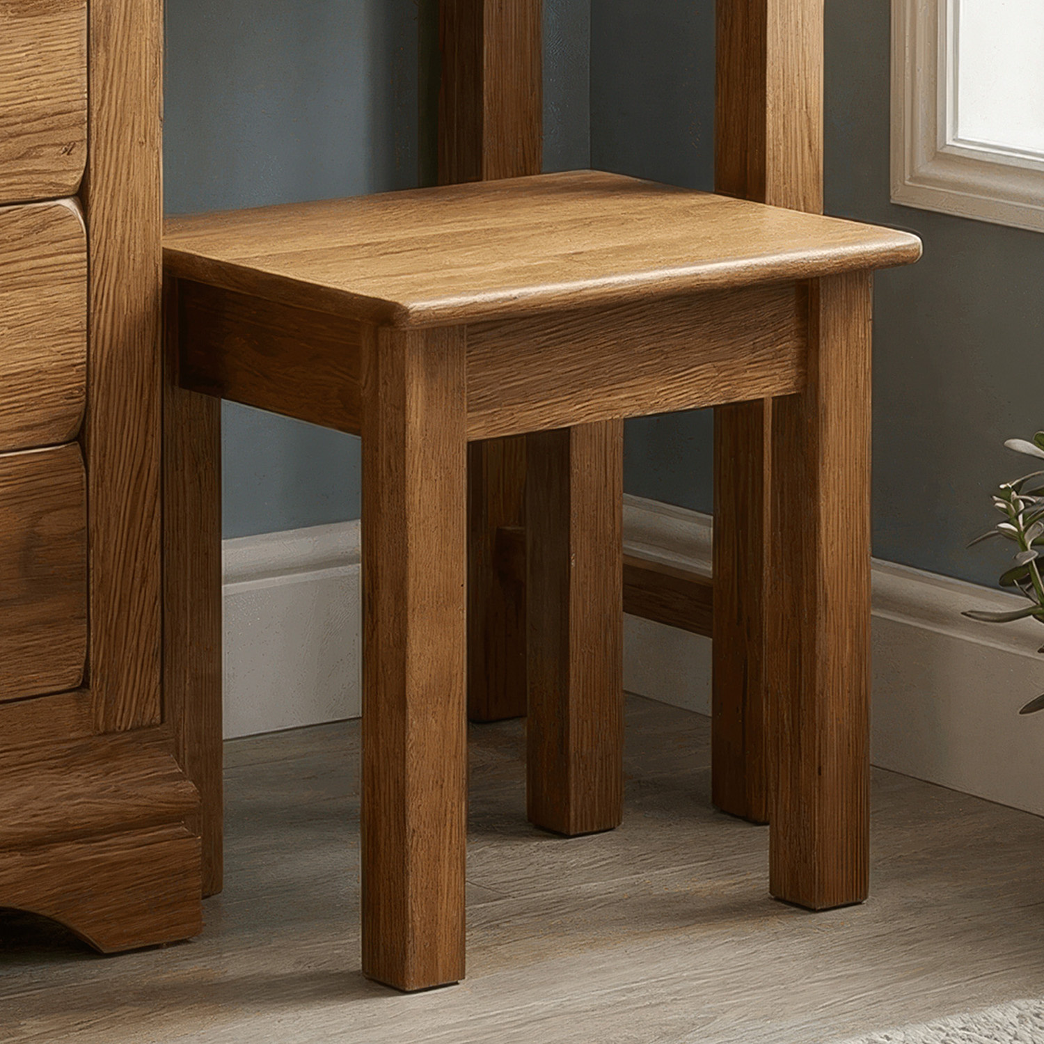 Burford Rustic Solid Oak Dressing Table Stool