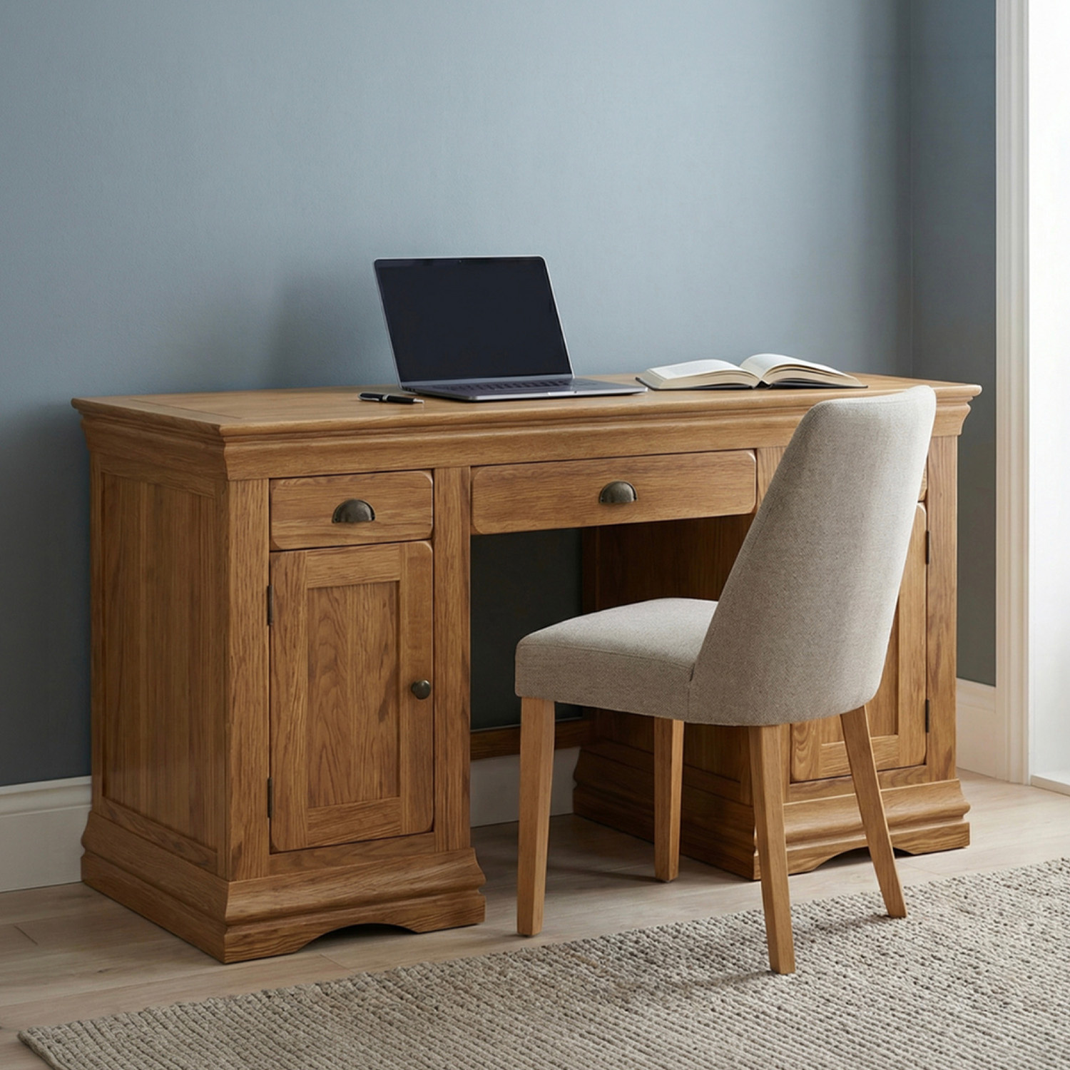Burford Rustic Solid Oak Desk