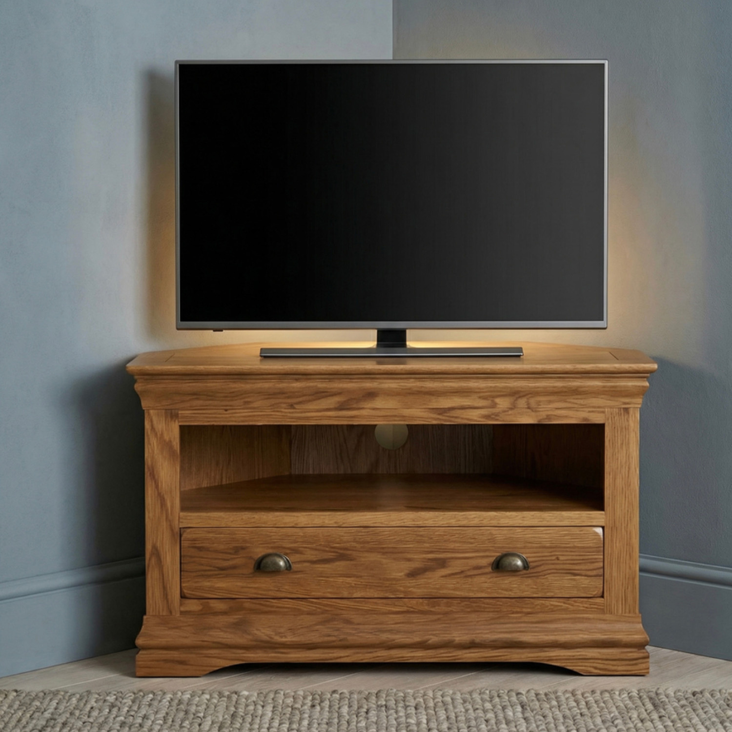 Burford Rustic Solid Oak Corner Tv Unit