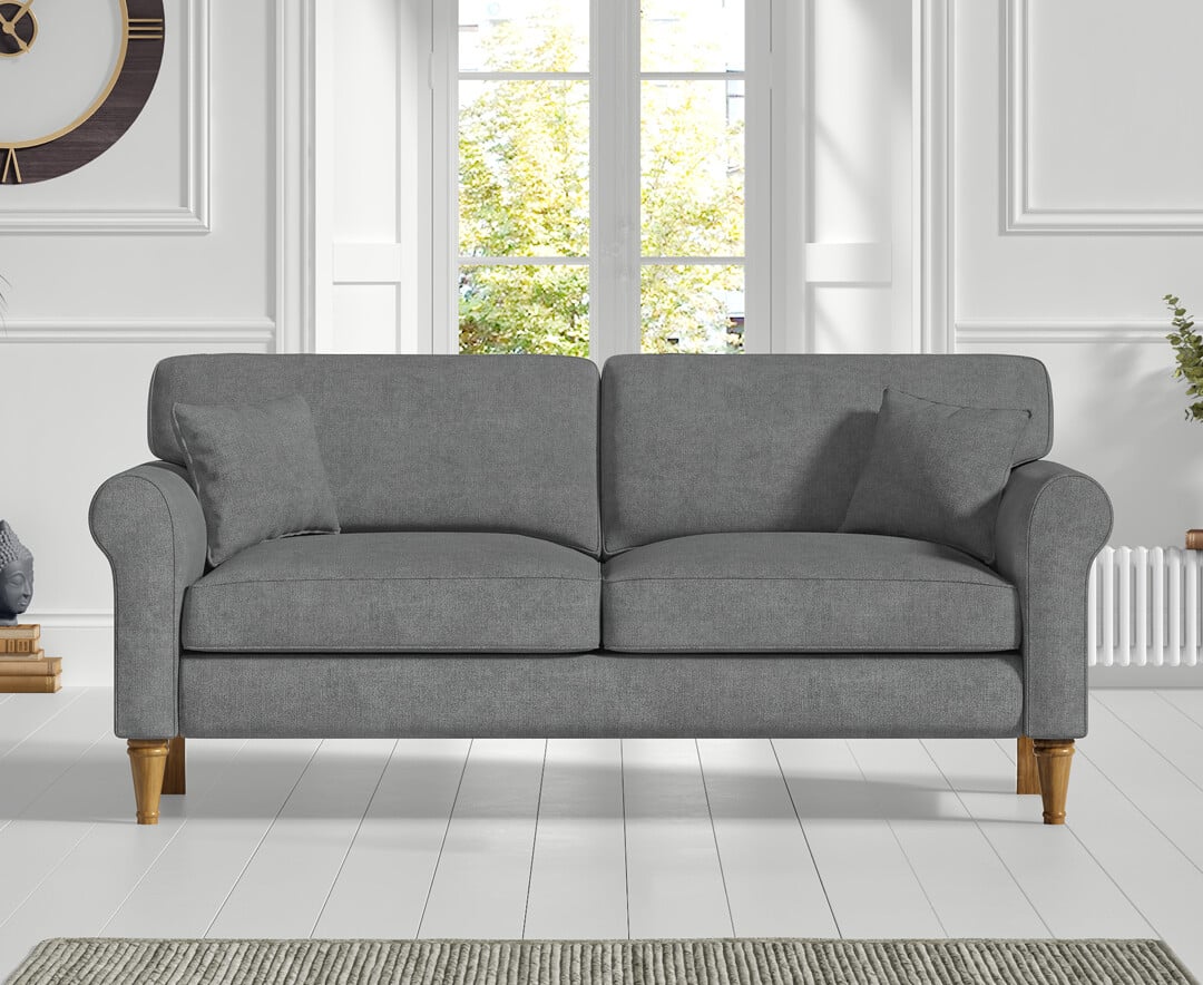 Darwin Charcoal Grey Fabric Three Seater Sofa
