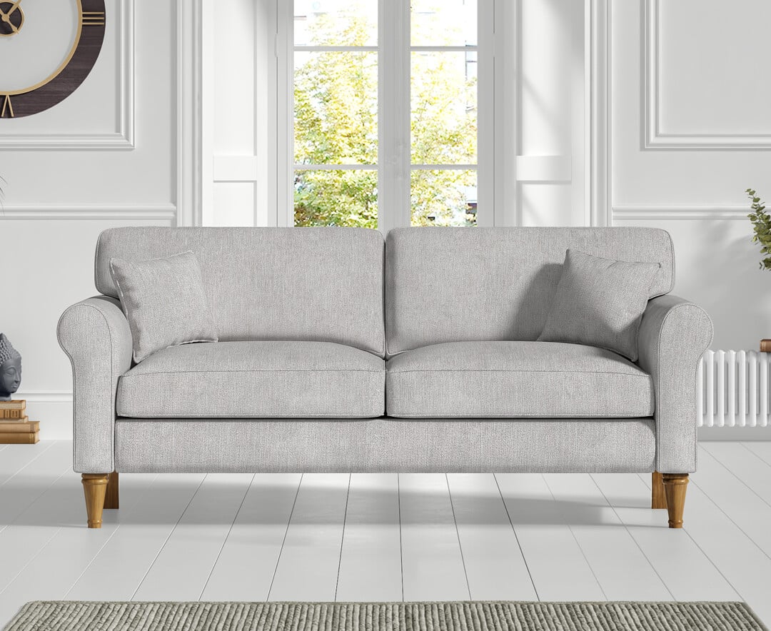 Darwin Light Grey Fabric Three Seater Sofa