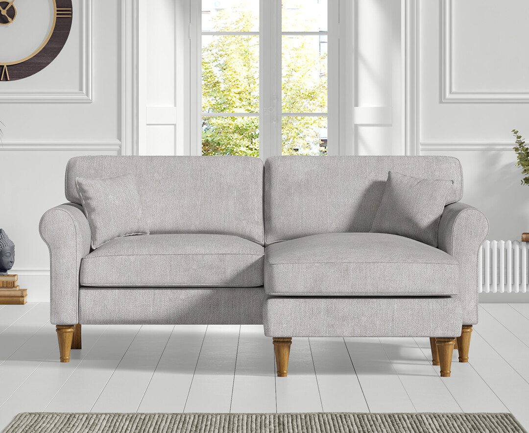 Click to view product details and reviews for Darwin Light Grey Fabric Right Hand Facing Chaise Corner Sofa.