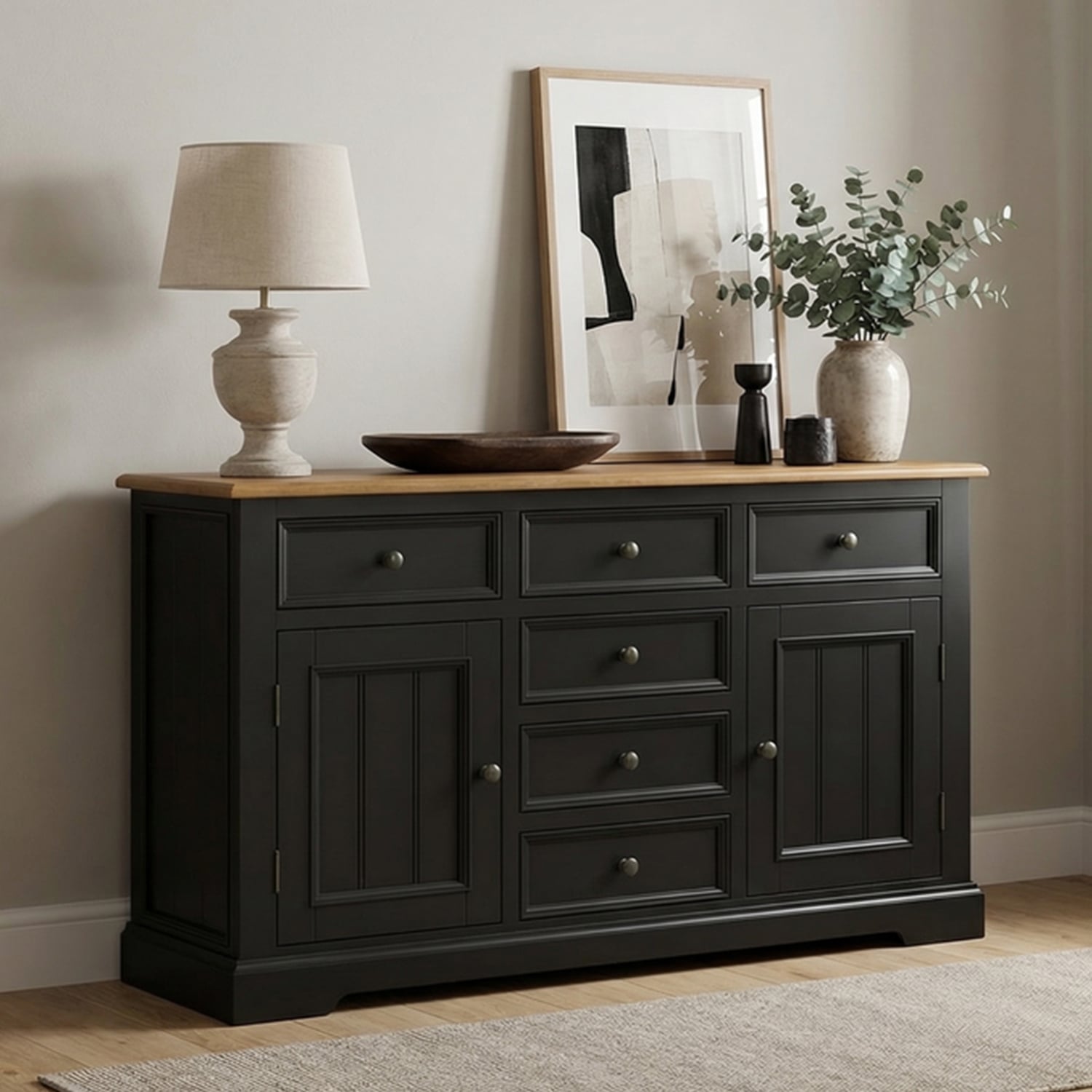 Charlton Oak and Black Painted Large Sideboard