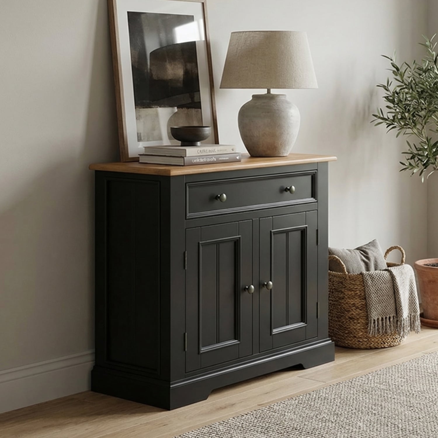 Charlton Oak and Black Painted Hallway Sideboard