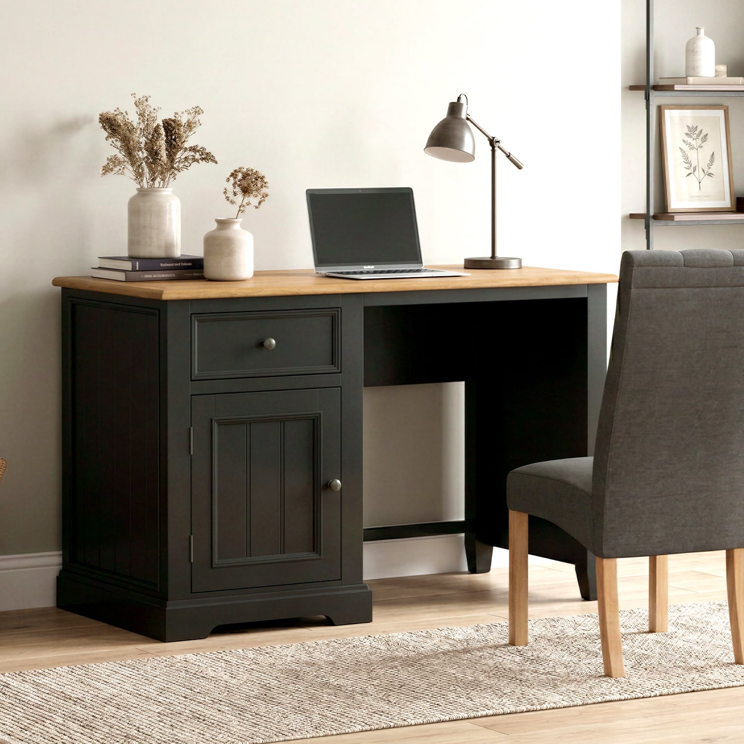 Charlton Oak and Black Painted Computer Desk