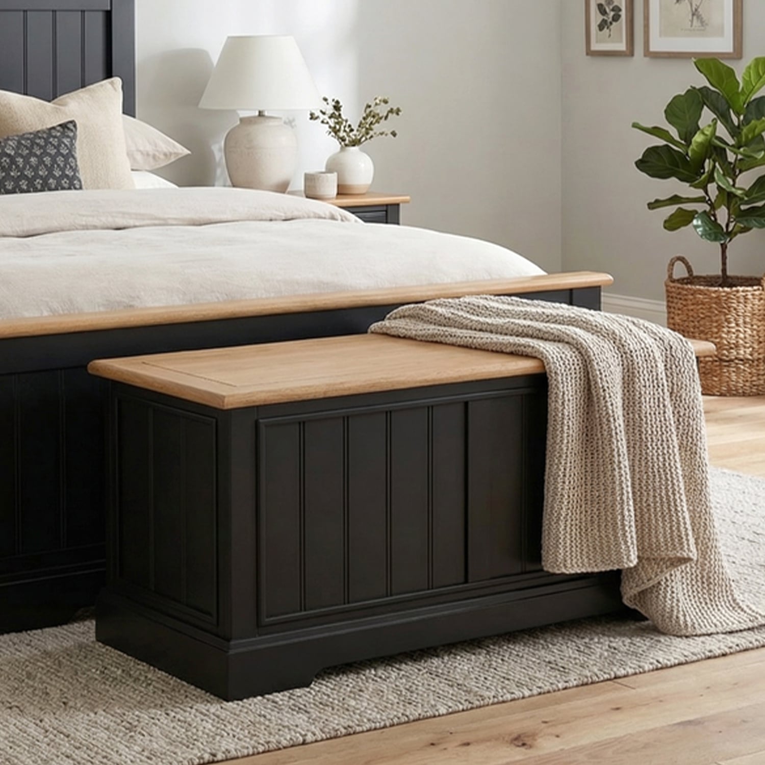 Charlton Oak and Black Painted Blanket Box