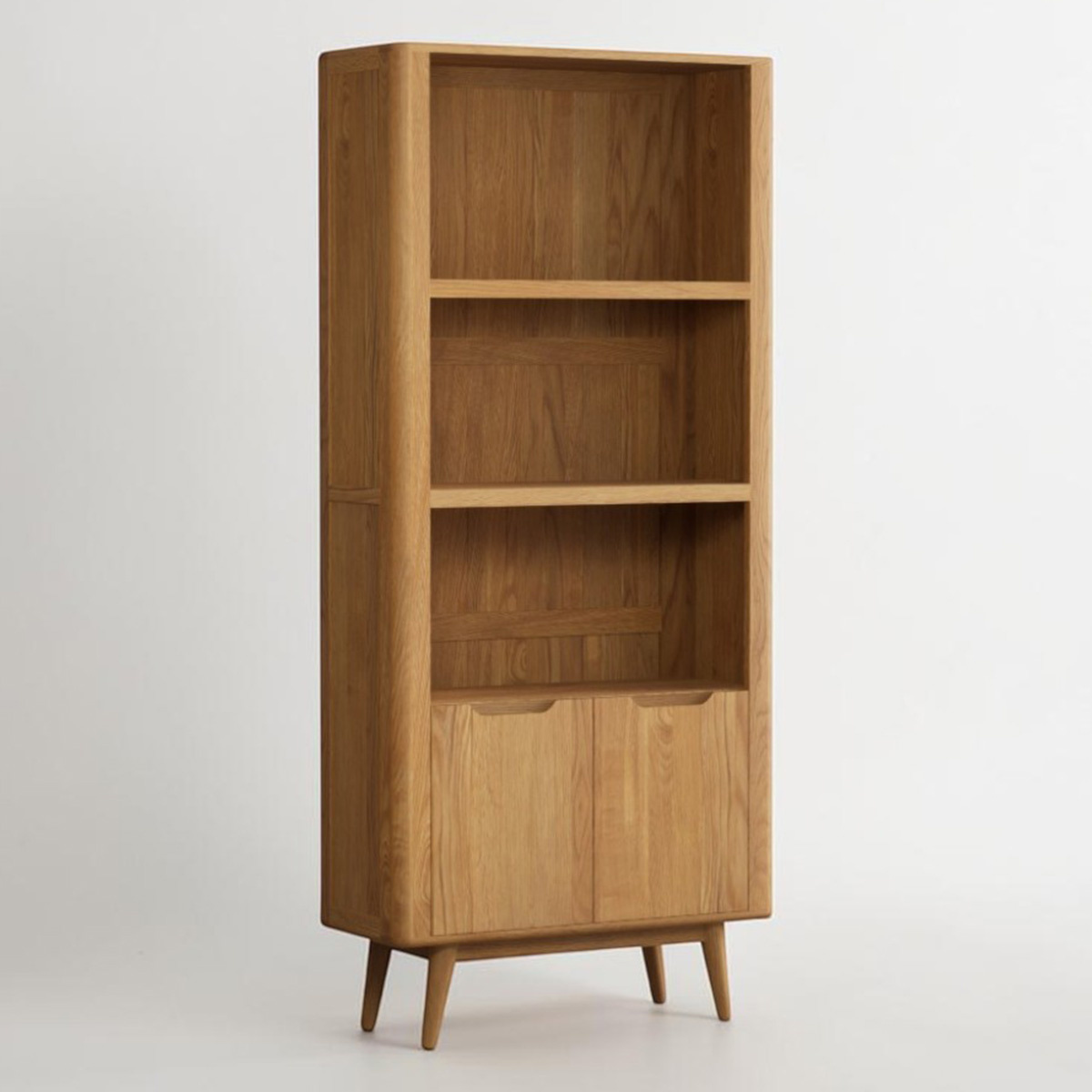 Rosa Solid Oak Tall Bookcase With Cupboard