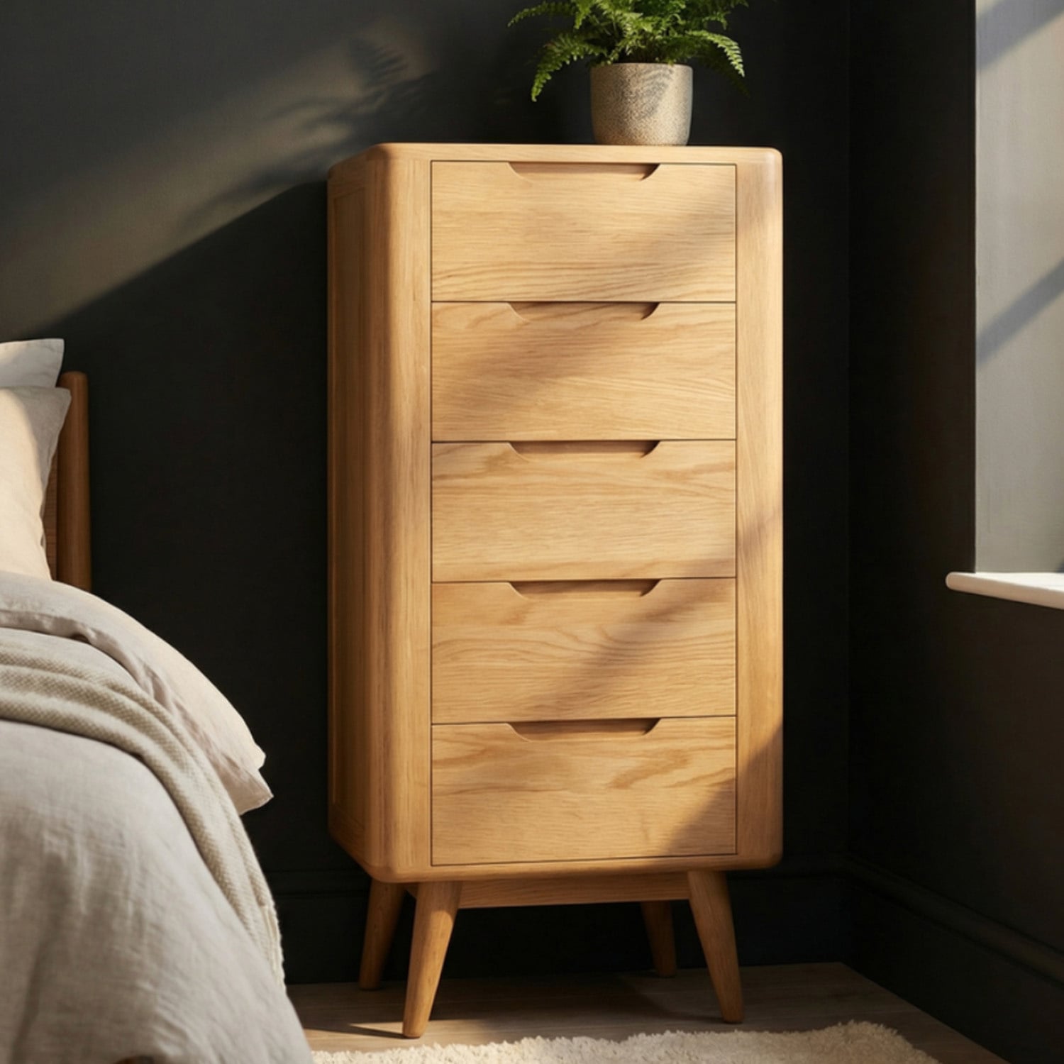 Rosa Solid Oak 5 Drawer Tallboy Chest