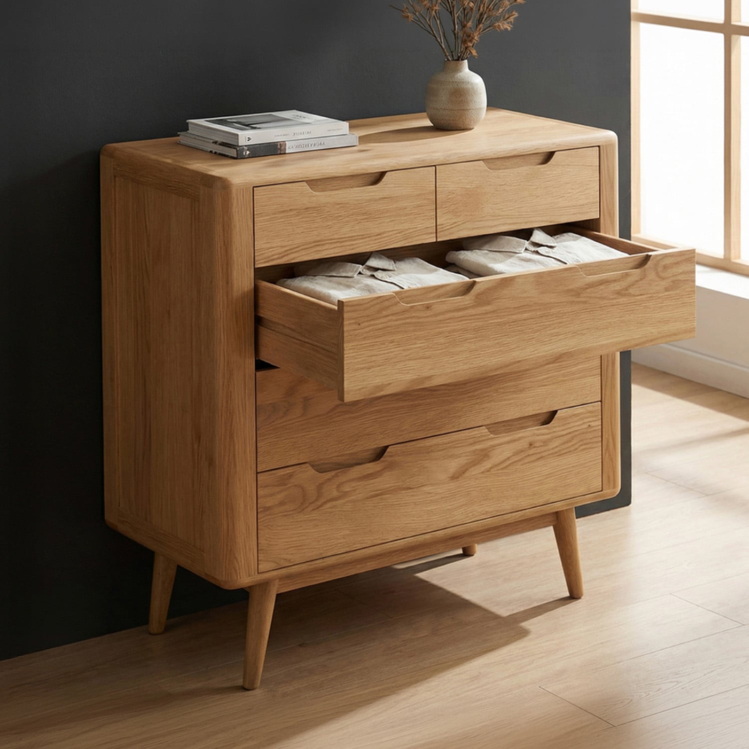 Rosa Solid Oak 2 Over 3 Chest of Drawers