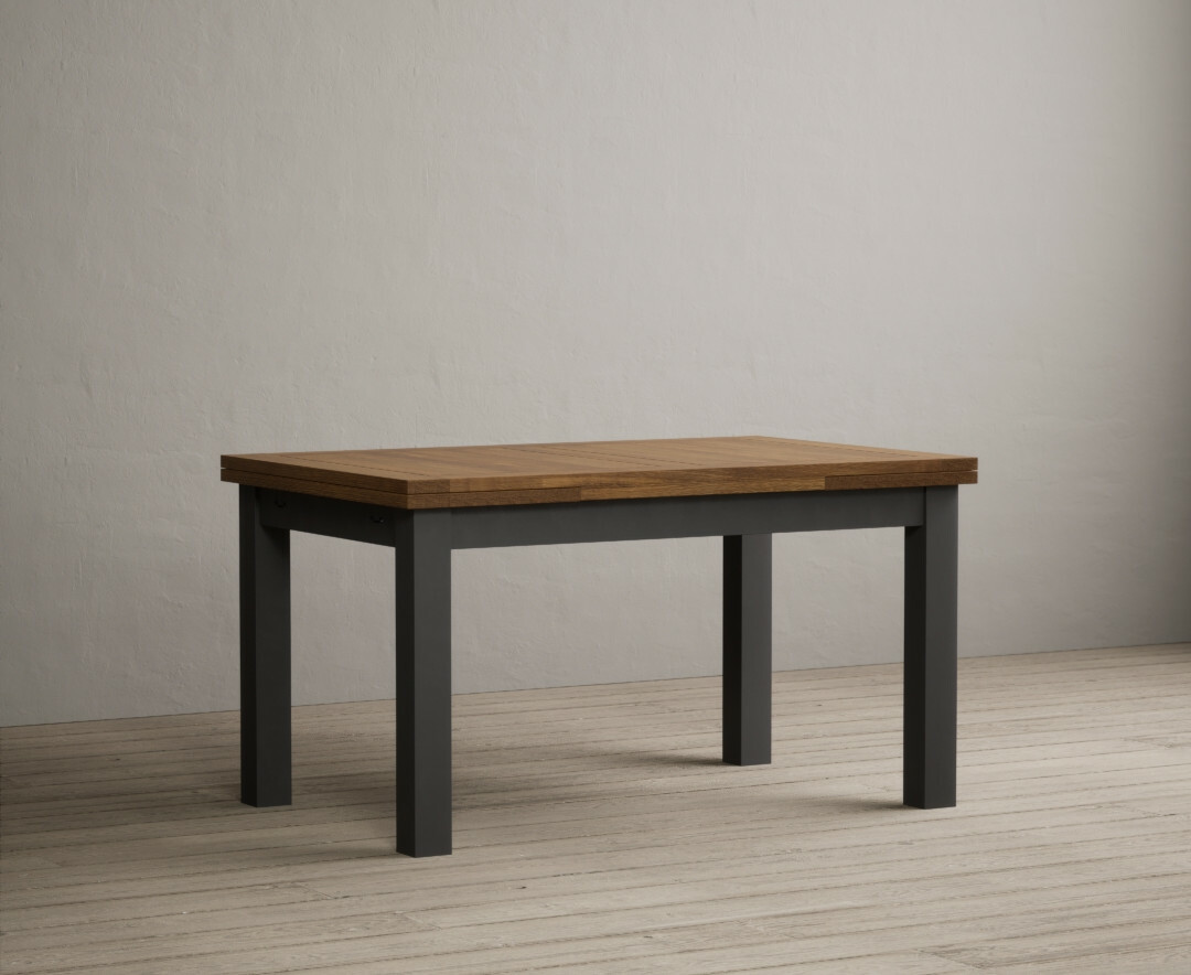 Extending Buxton 140cm Oak And Charcoal Grey Painted Dining Table
