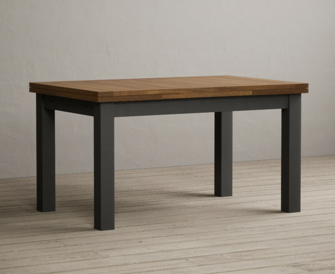 Extending Buxton 140cm Oak And Charcoal Grey Painted Dining Table