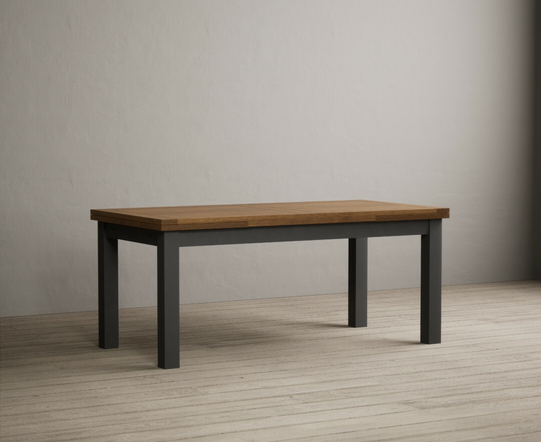 Extending Buxton 180cm Oak And Charcoal Grey Painted Dining Table