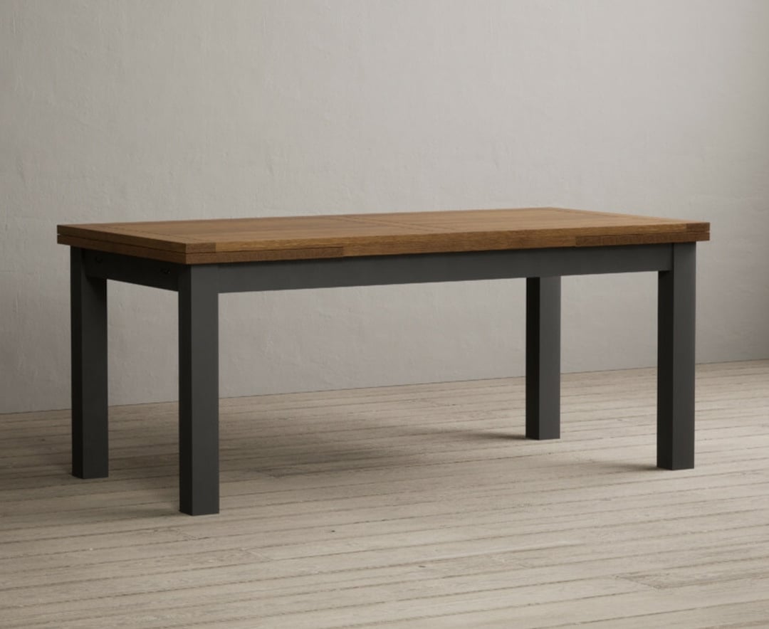 Extending Buxton 180cm Oak and Charcoal Grey Painted Dining Table