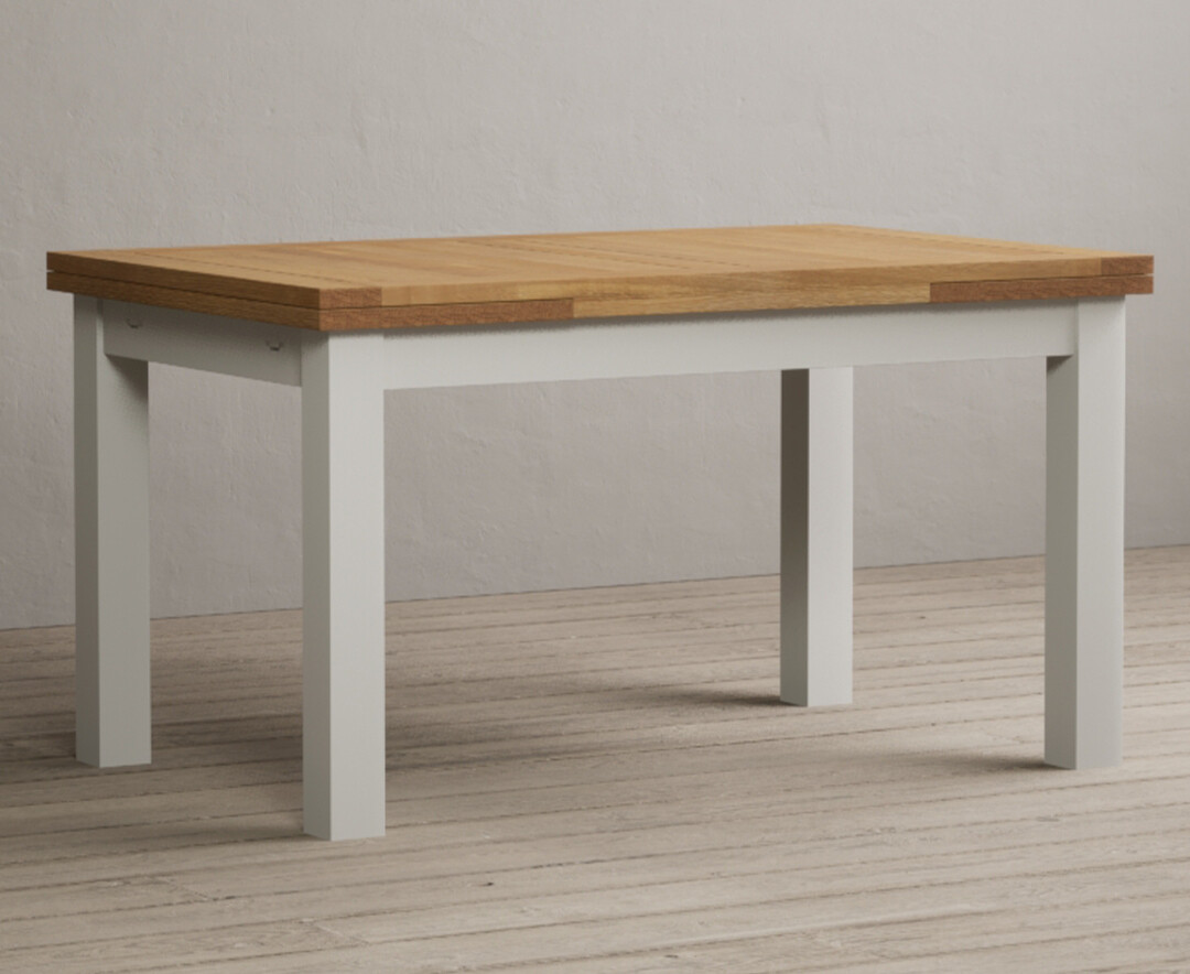 Extending Buxton 140cm Oak and Signal White Painted Dining Table