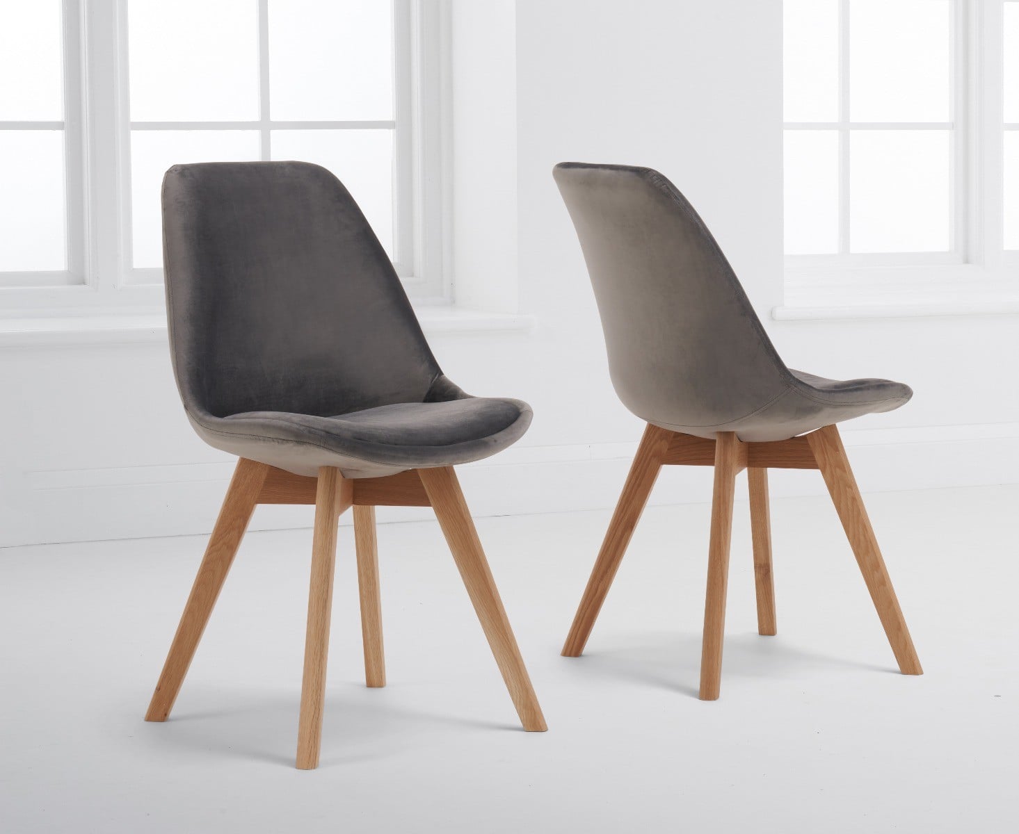 York 120cm Solid Oak Dining Table with 2 Grey Orson Chairs and 1 Oak Bench
