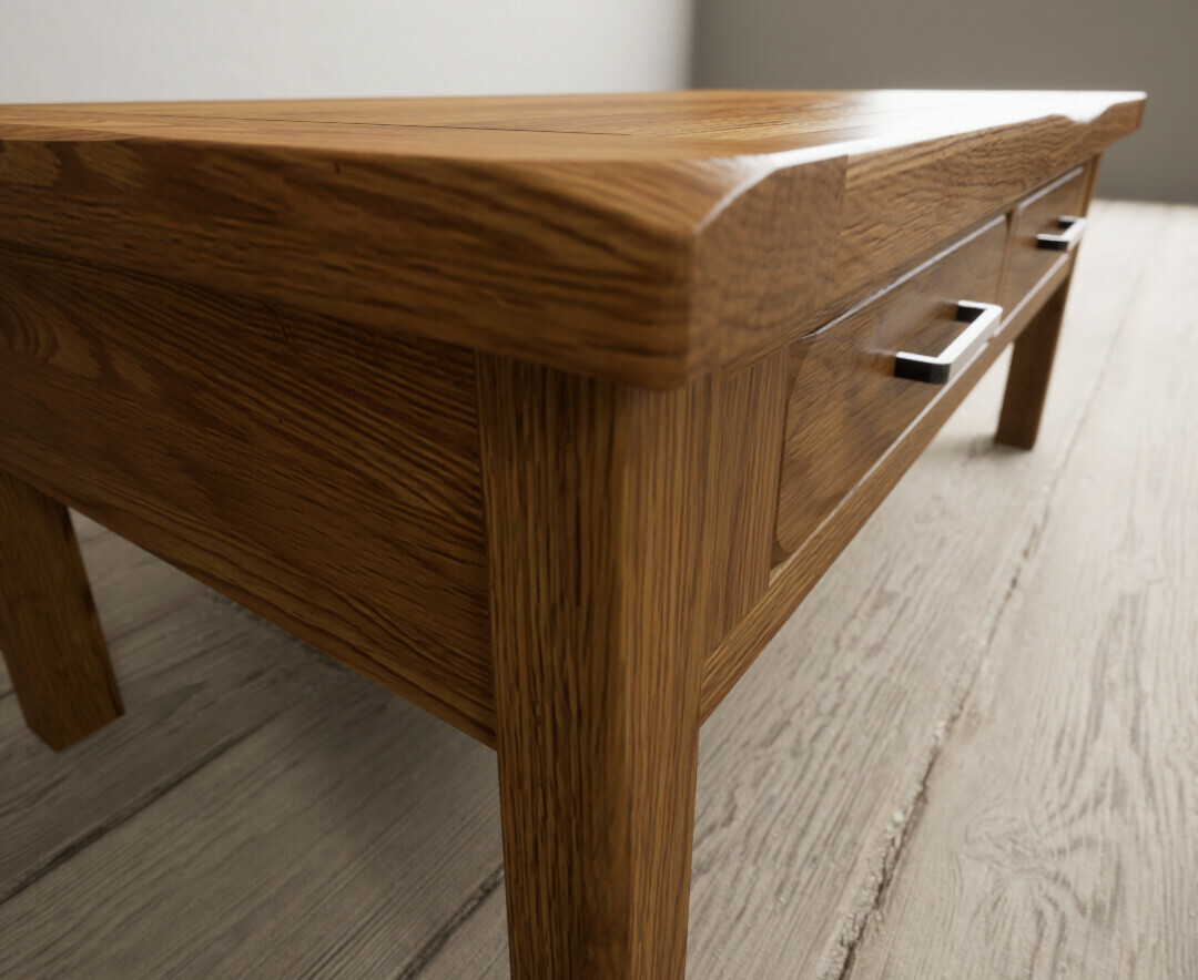 Harrogate Rustic Solid Oak 4 Drawer Coffee Table | Oak&More
