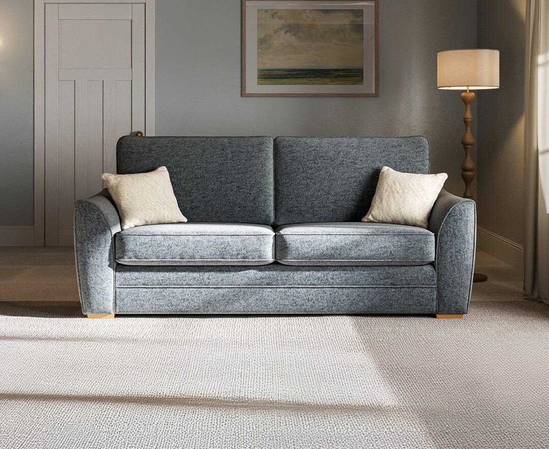Bella Denim Blue Fabric 3 Seater Sofa