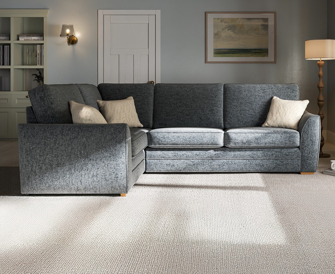 Bella Denim Blue Fabric Large Left Hand Facing Corner Sofa