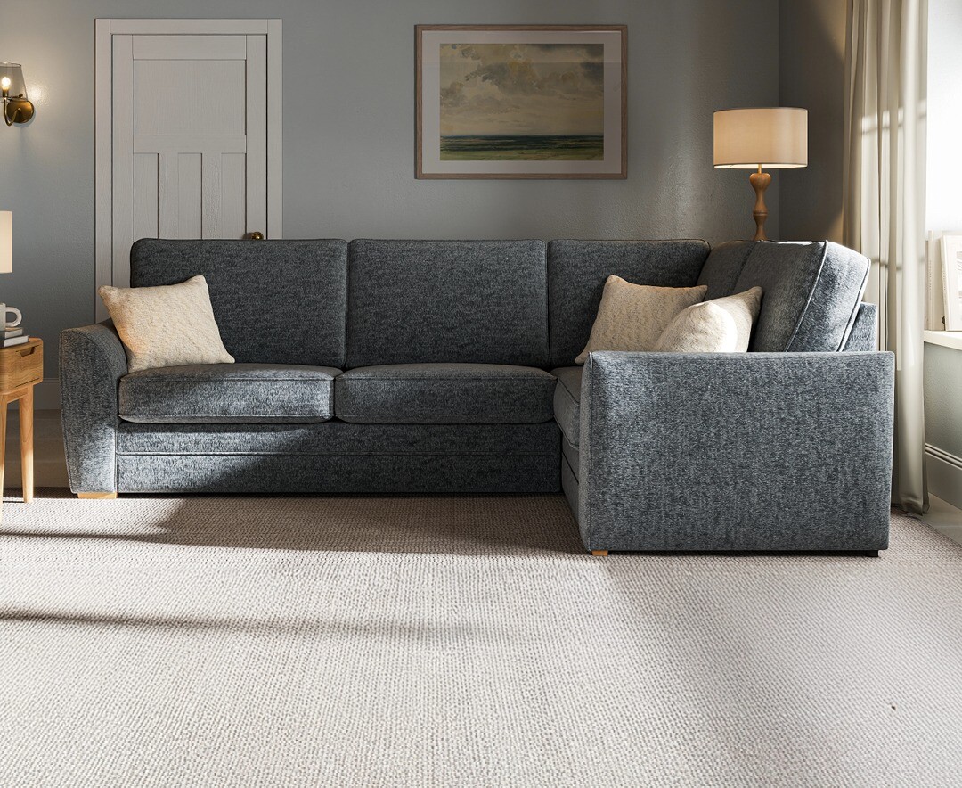 Bella Denim Blue Fabric Large Right Hand Facing Corner Sofa