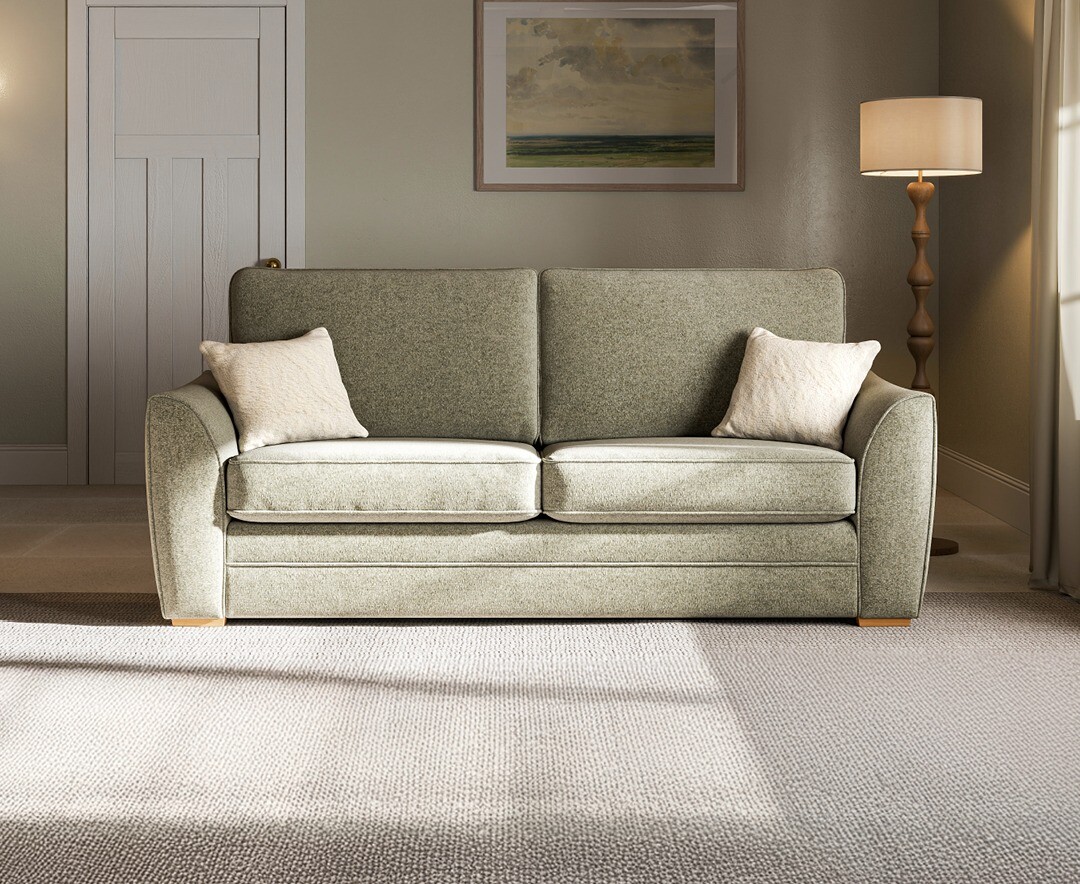 Bella Olive Fabric 3 Seater Sofa