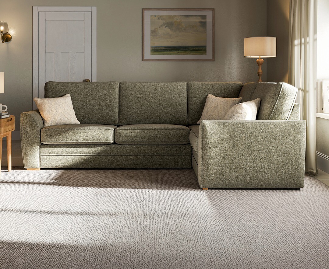 Bella Olive Fabric Large Right Hand Facing Corner Sofa