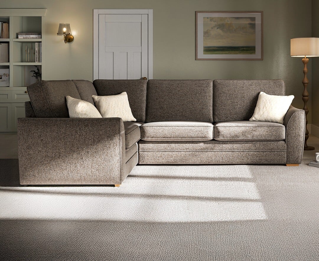 Bella Mocha Fabric Large Left Hand Facing Corner Sofa