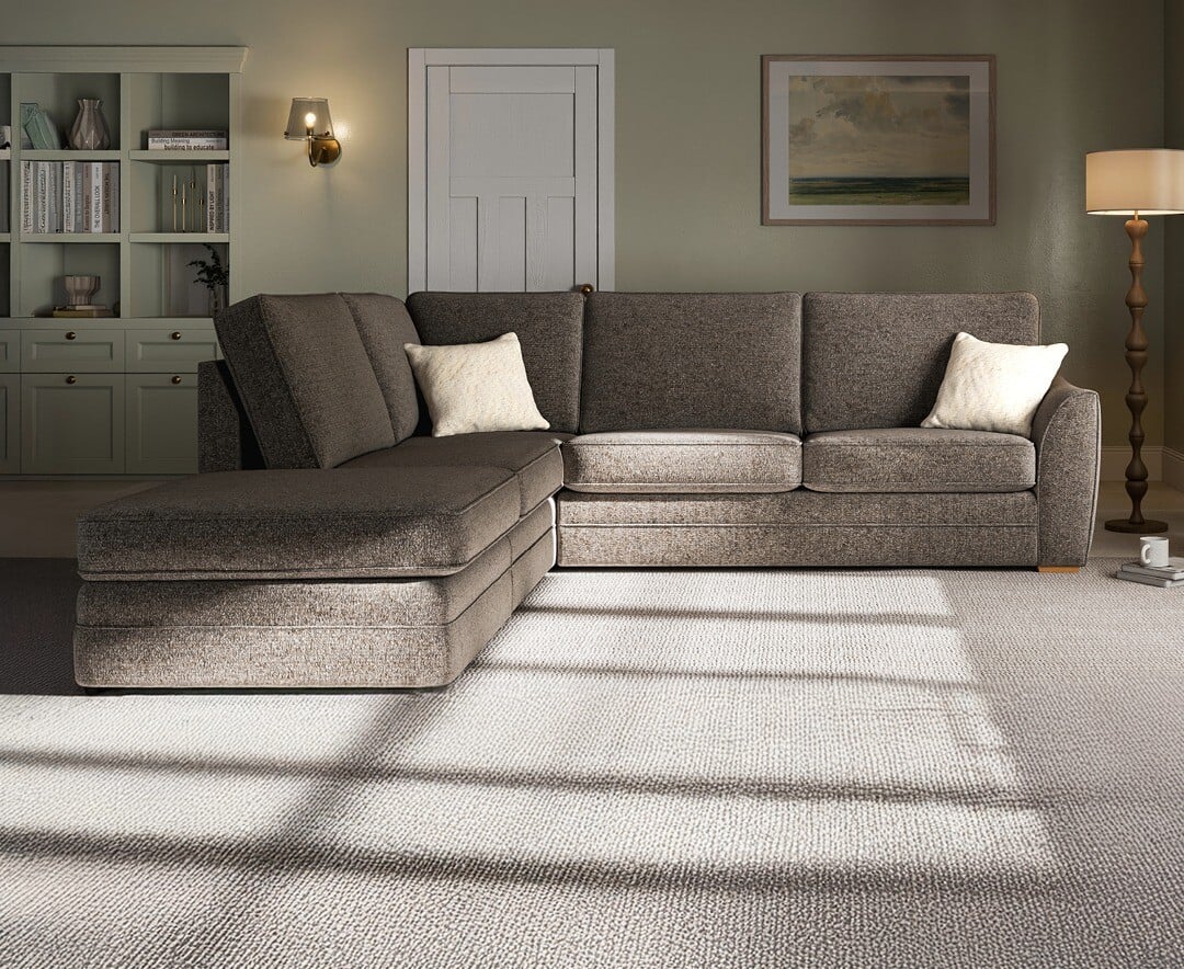 Bella Mocha Fabric Large Left Hand Facing Chaise Corner Sofa