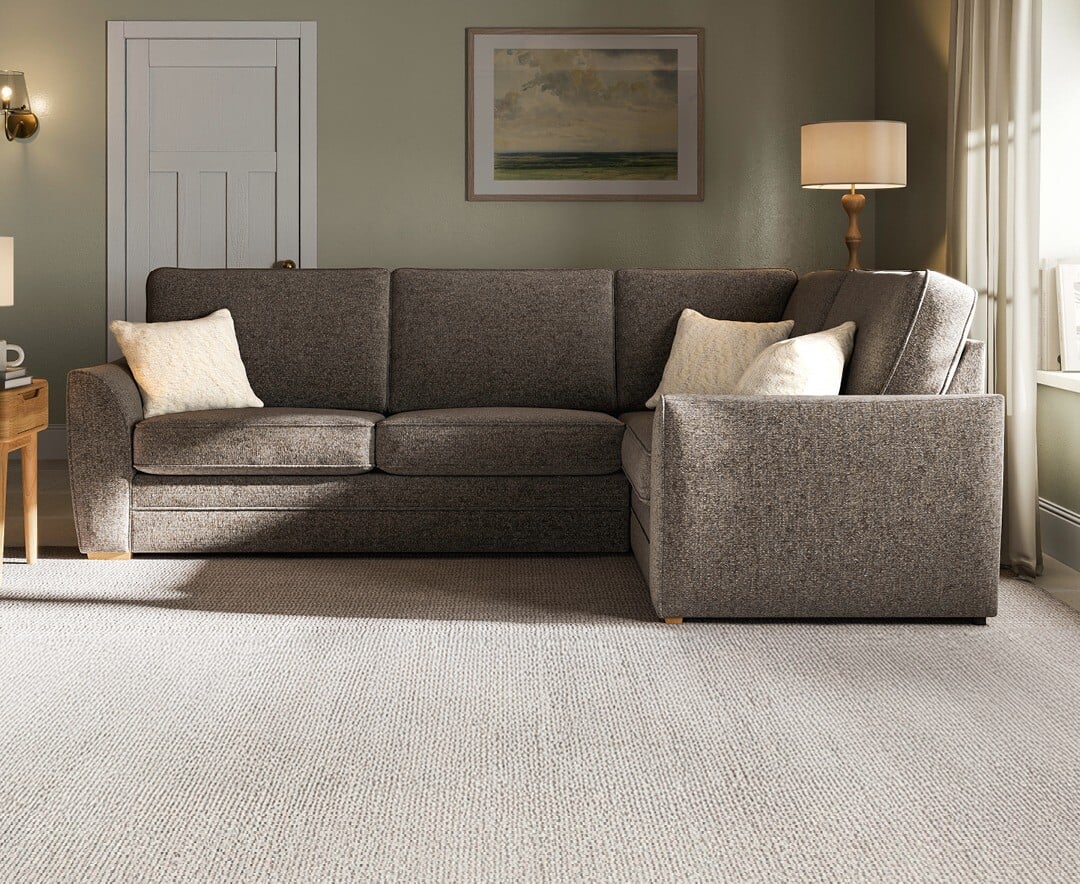 Bella Mocha Fabric Large Right Hand Facing Corner Sofa