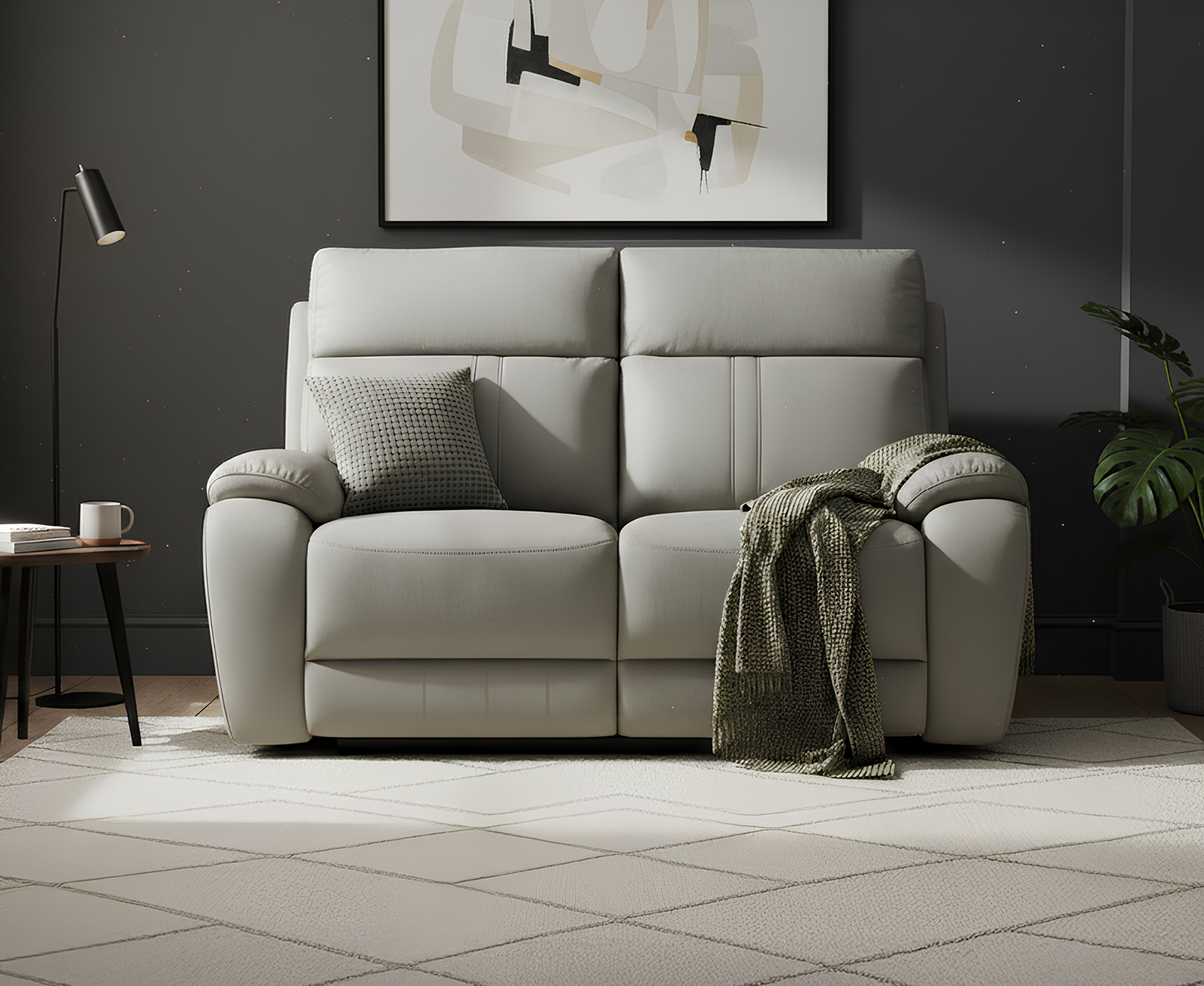 Cooper Taupe Grey Fabric 2 Seater Recliner Sofa