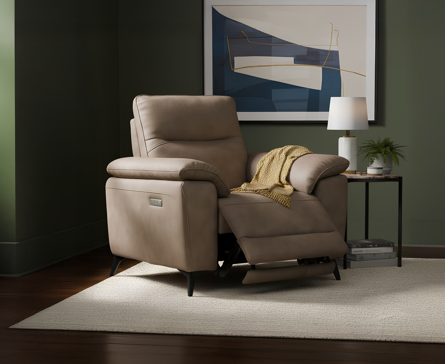 Sinclair Earth Brown Fabric Recliner Armchair