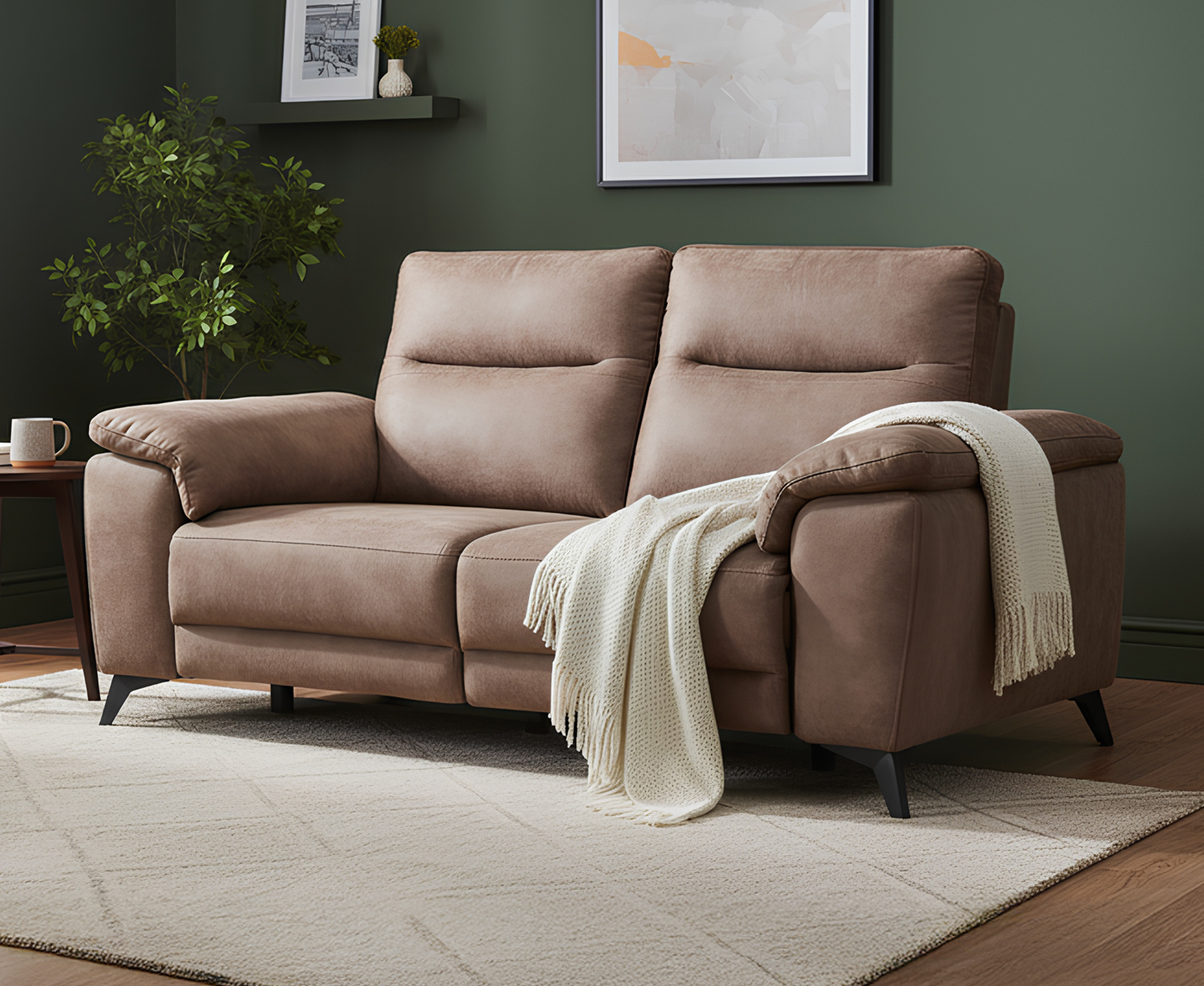 Sinclair Earth Brown Fabric 3 Seater Recliner Sofa
