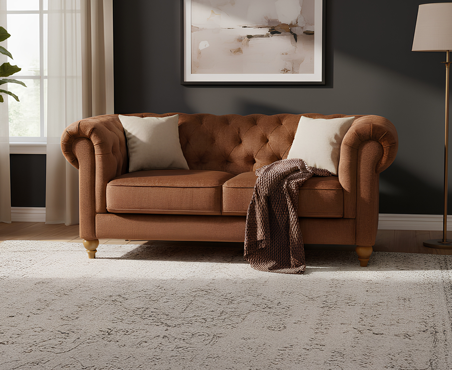 Jameson Brandy Fabric 2 Seater Sofa