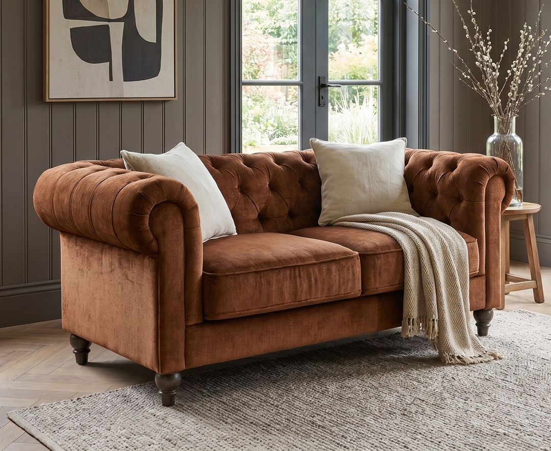 Jameson Brandy Fabric 2 Seater Sofa