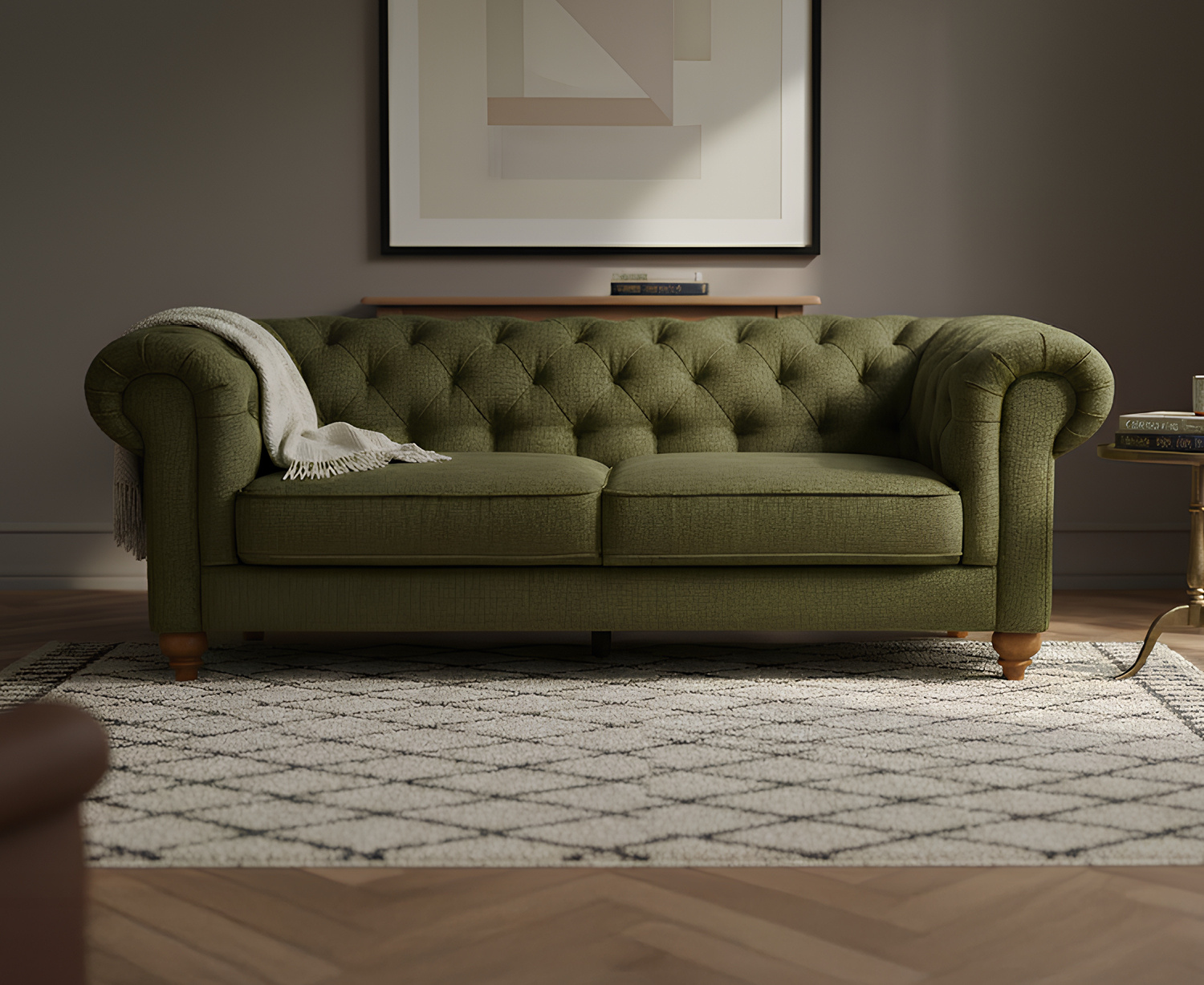 Jameson Olive Green Fabric 3 Seater Sofa