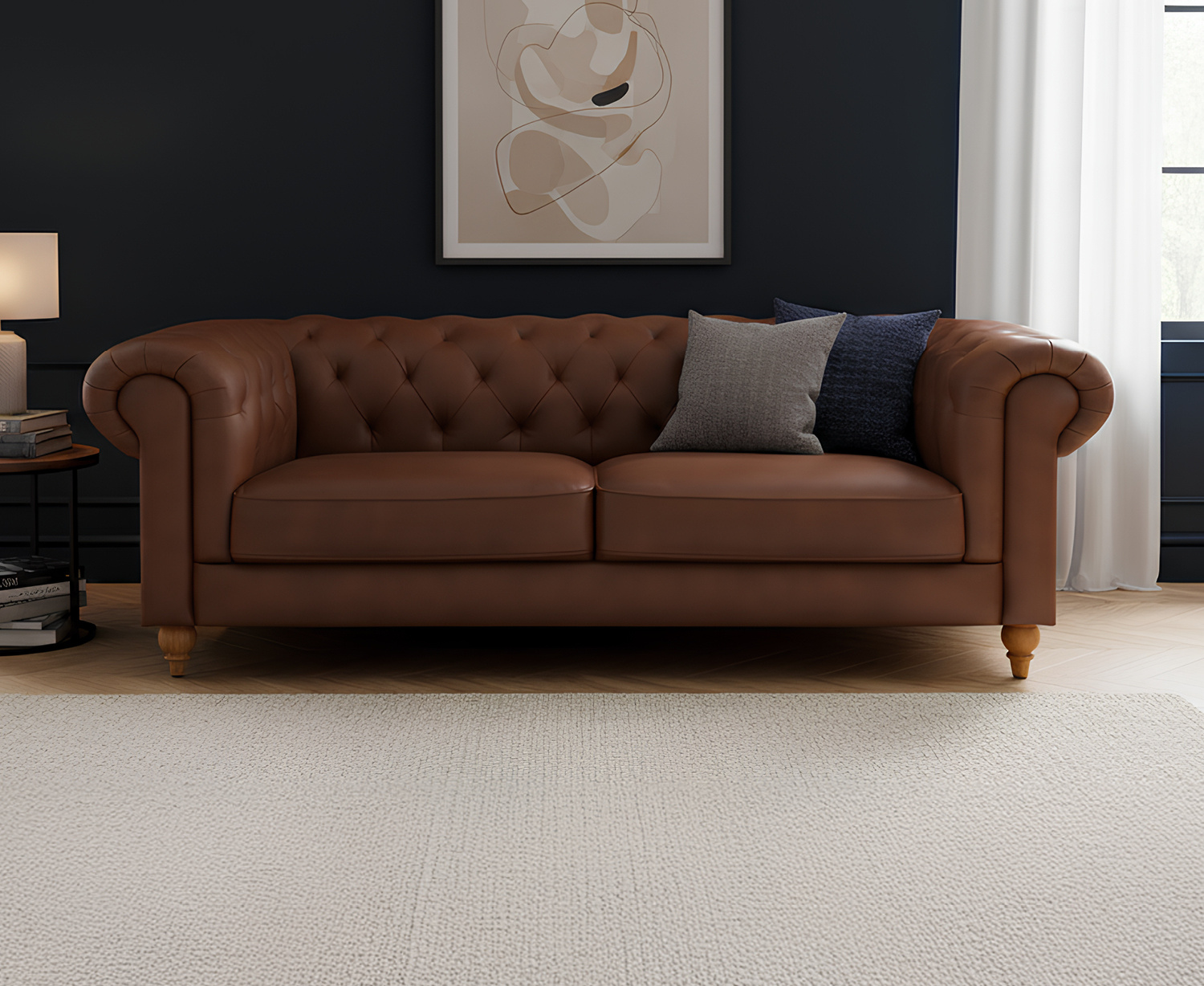 Jameson Chestnut Leather 3 Seater Sofa