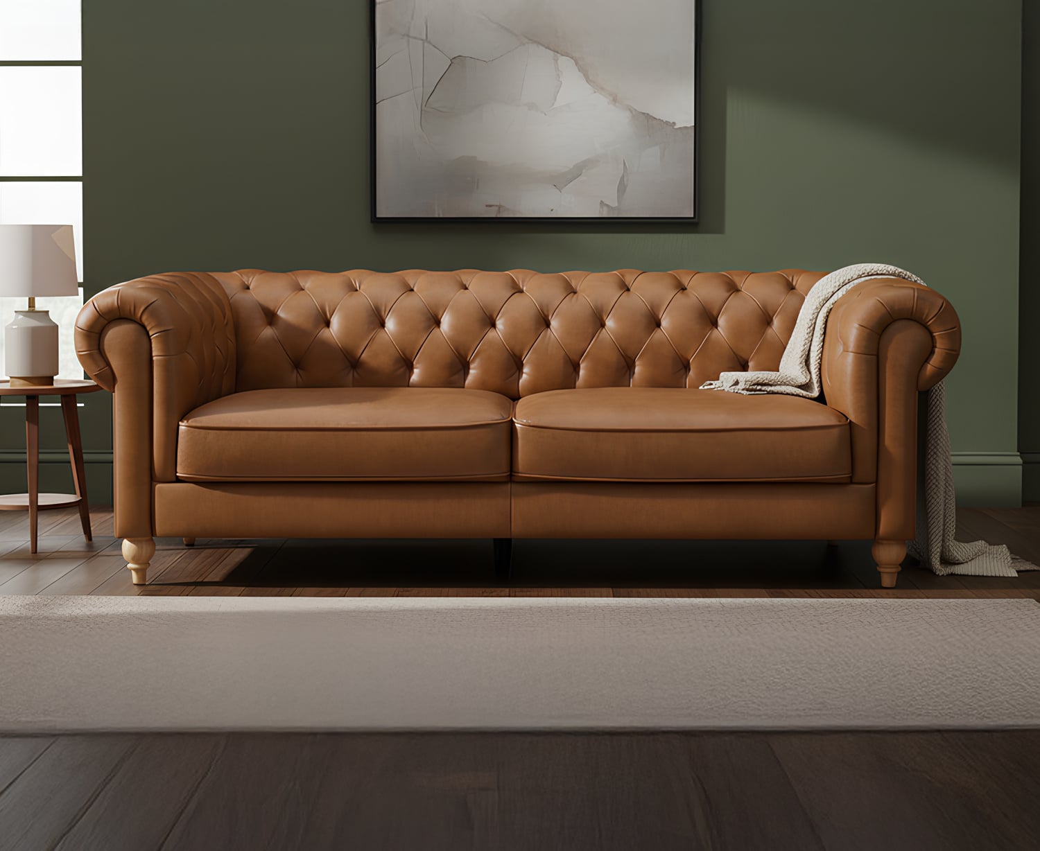 Jameson Cognac Leather 3 Seater Sofa