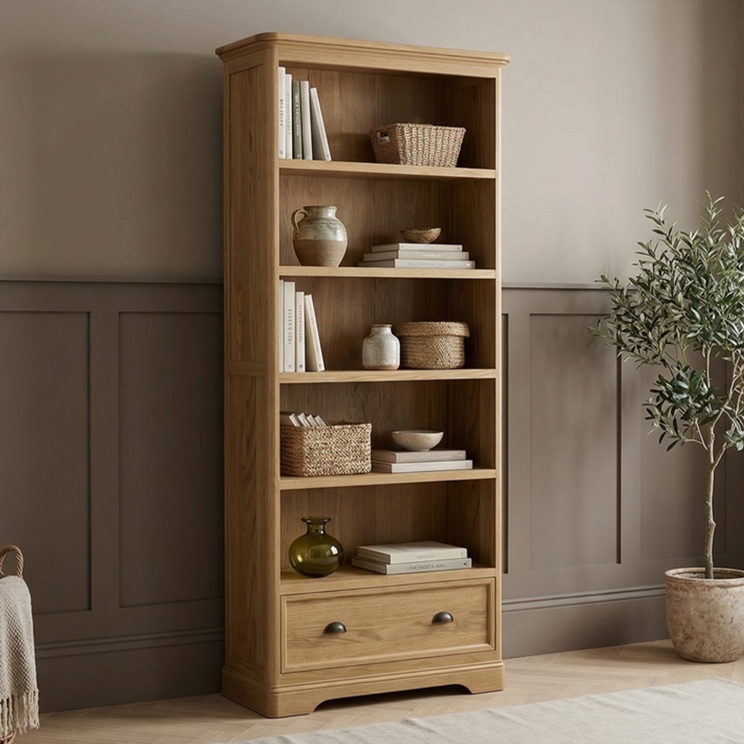 Cambridge Solid Oak Tall Bookcase