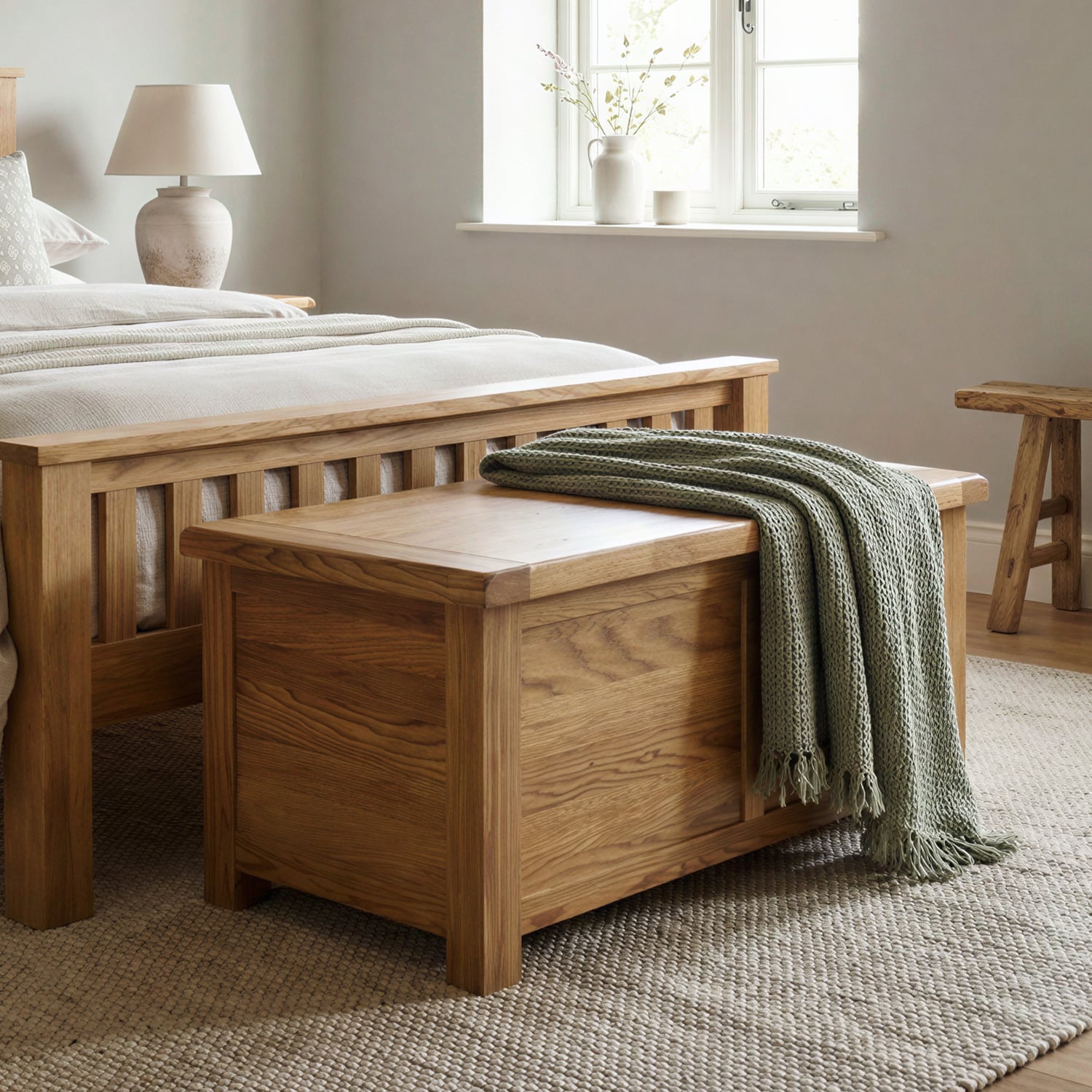 Rustic Solid Oak Blanket Box | 100% Solid Oak