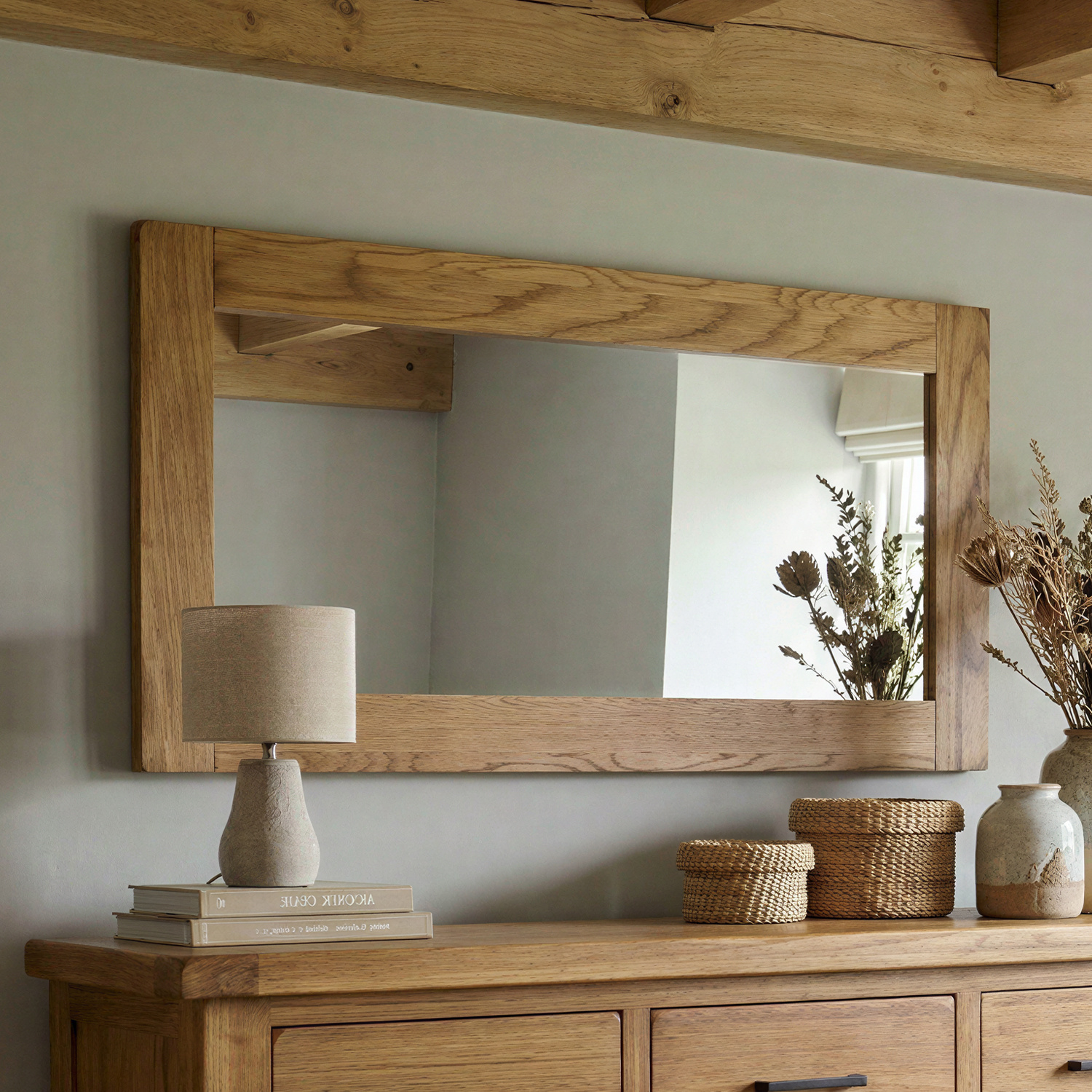 Rustic Solid Oak Wall Mirror Solid Oak Frame