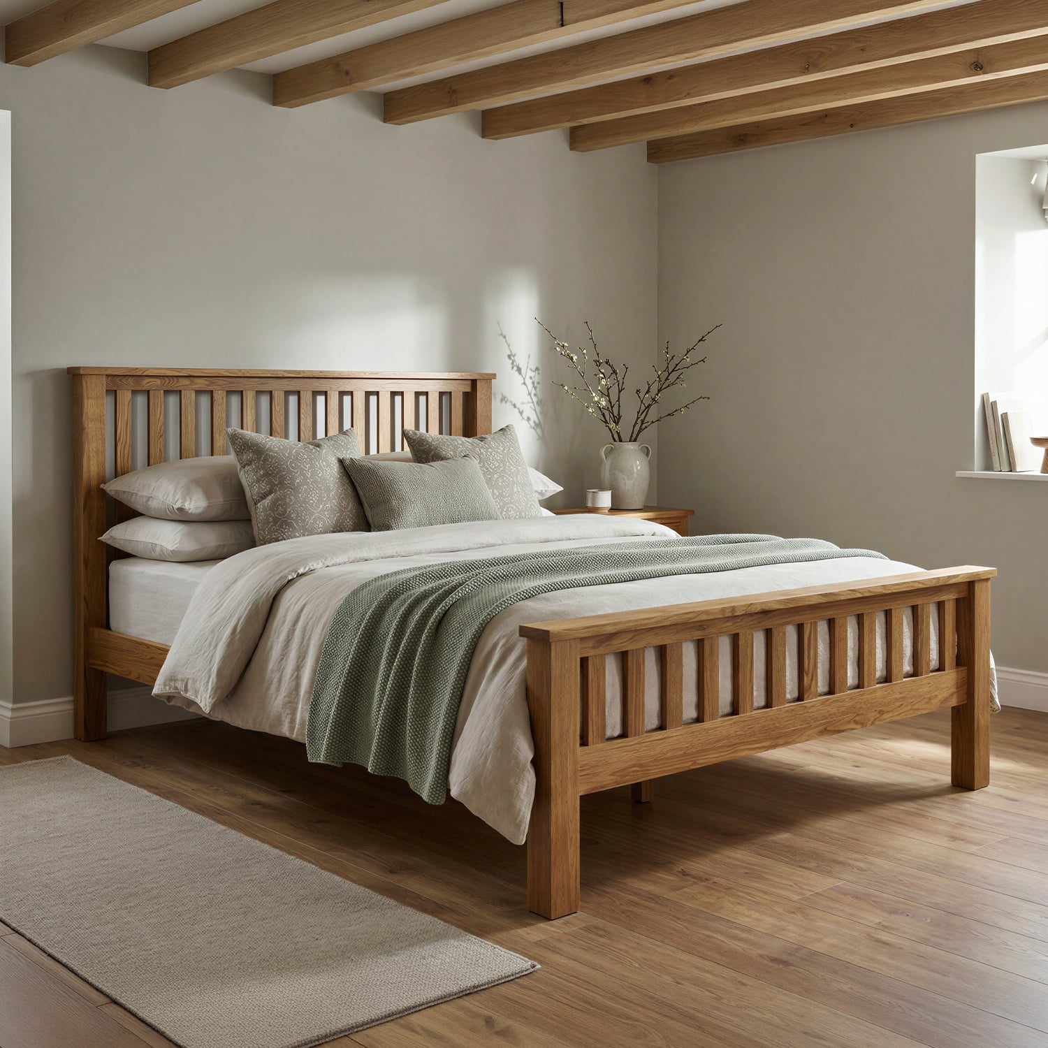 Rustic Solid Oak Double Bed | 4'6" Double