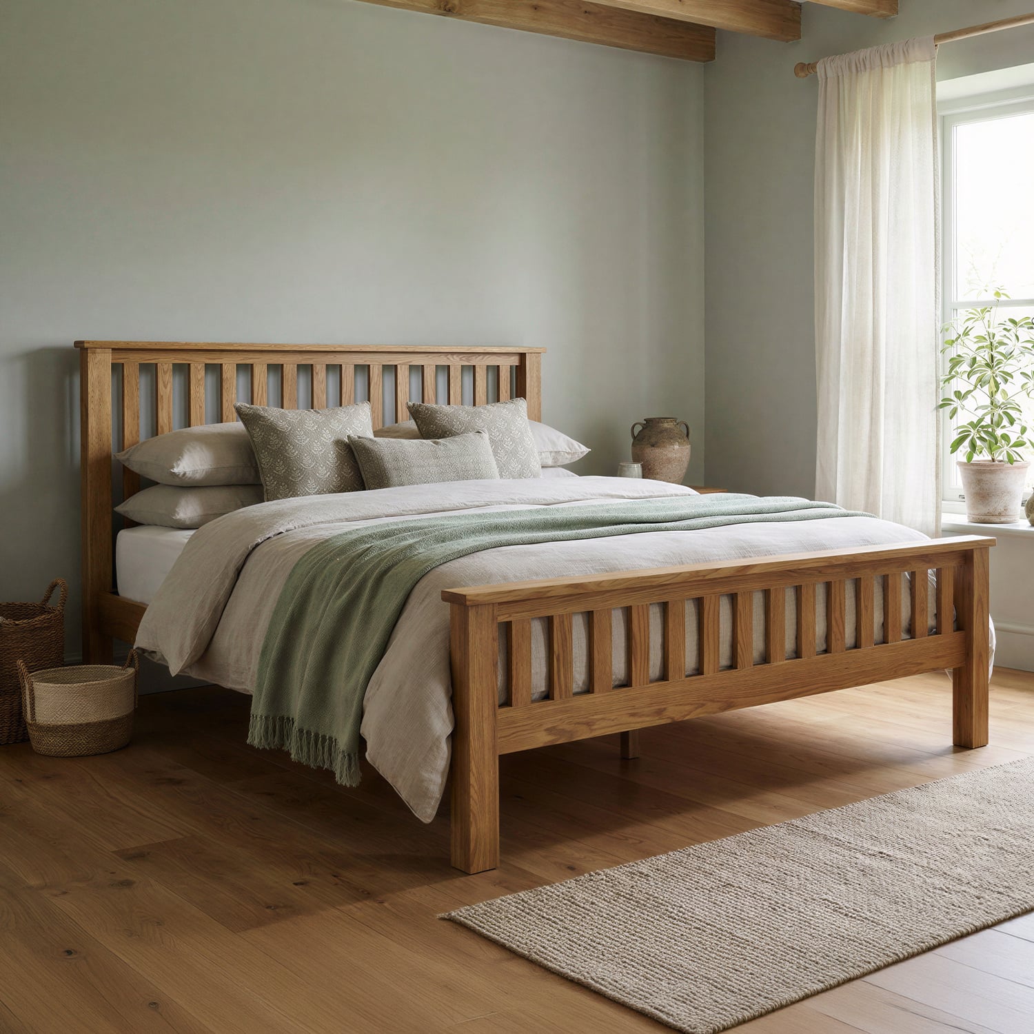 Rustic Solid Oak King Size Bed | 5' King
