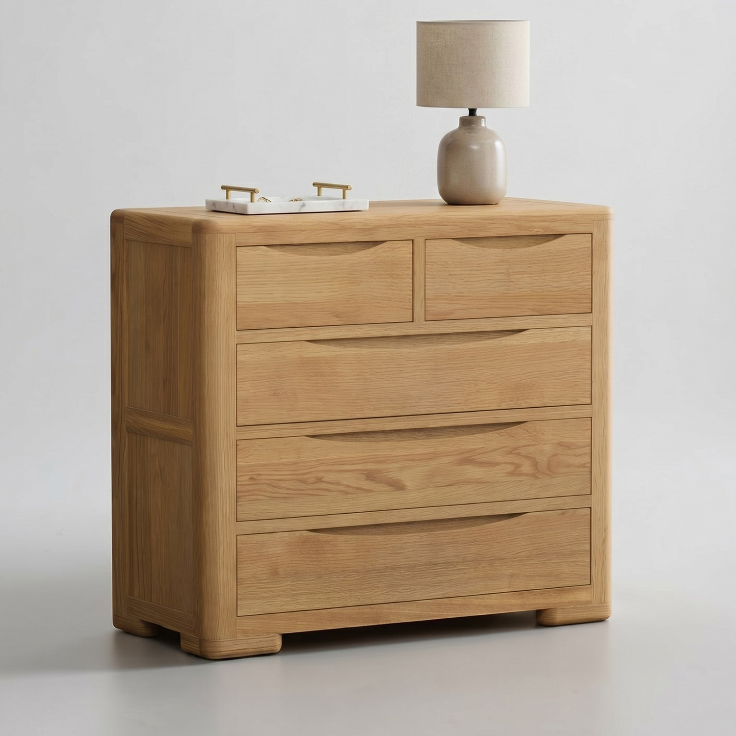 Harper Solid Oak 2 Over 3 Chest Of Drawers