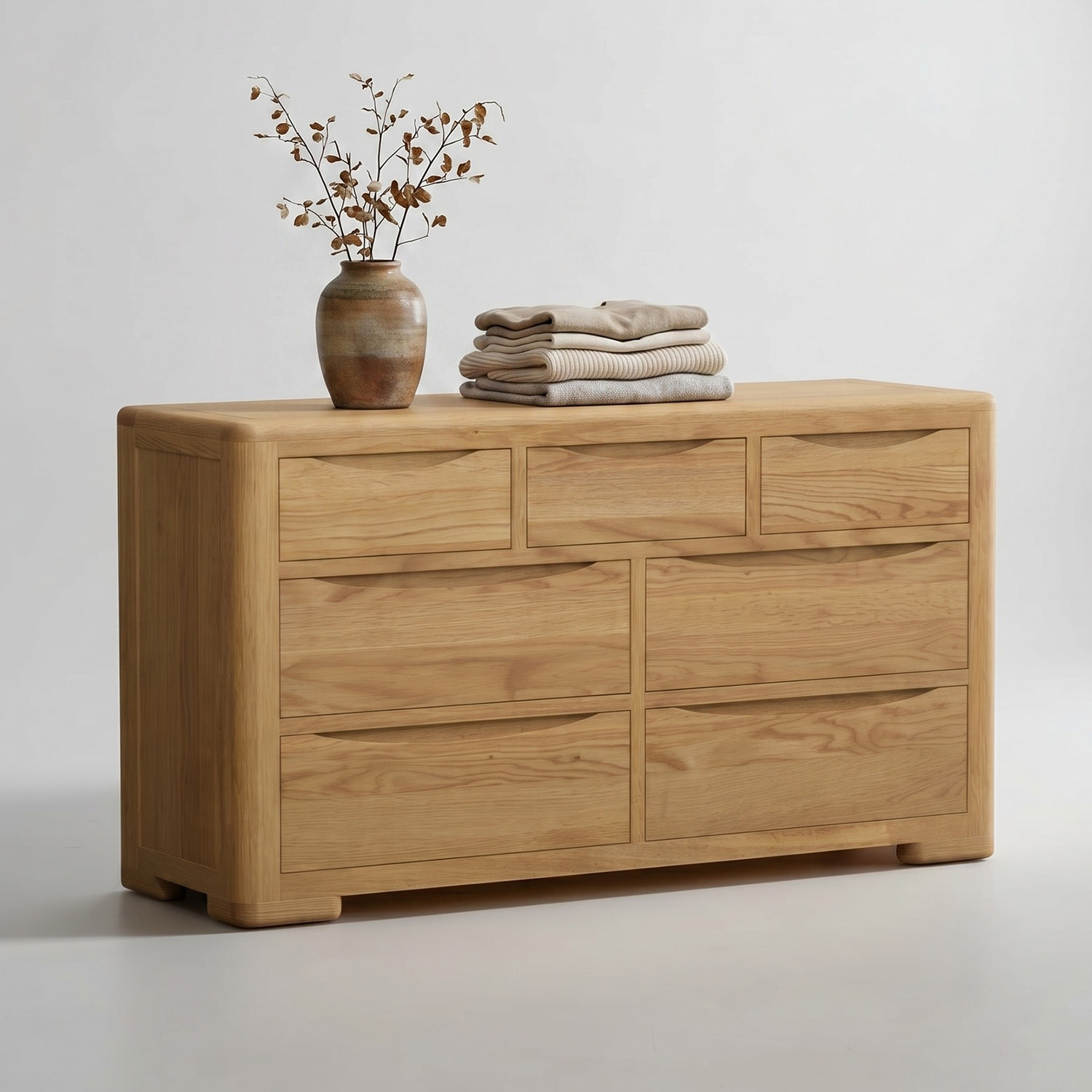 Harper Solid Oak Wide Chest Of Drawers