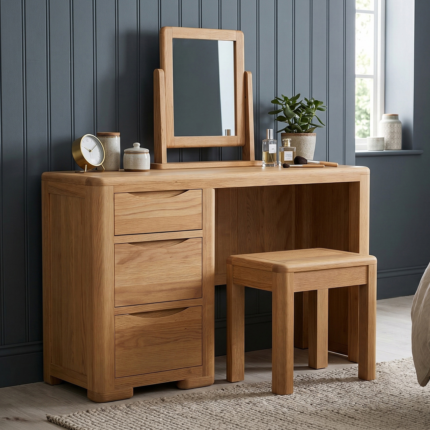 Harper Solid Oak Dressing Table Set